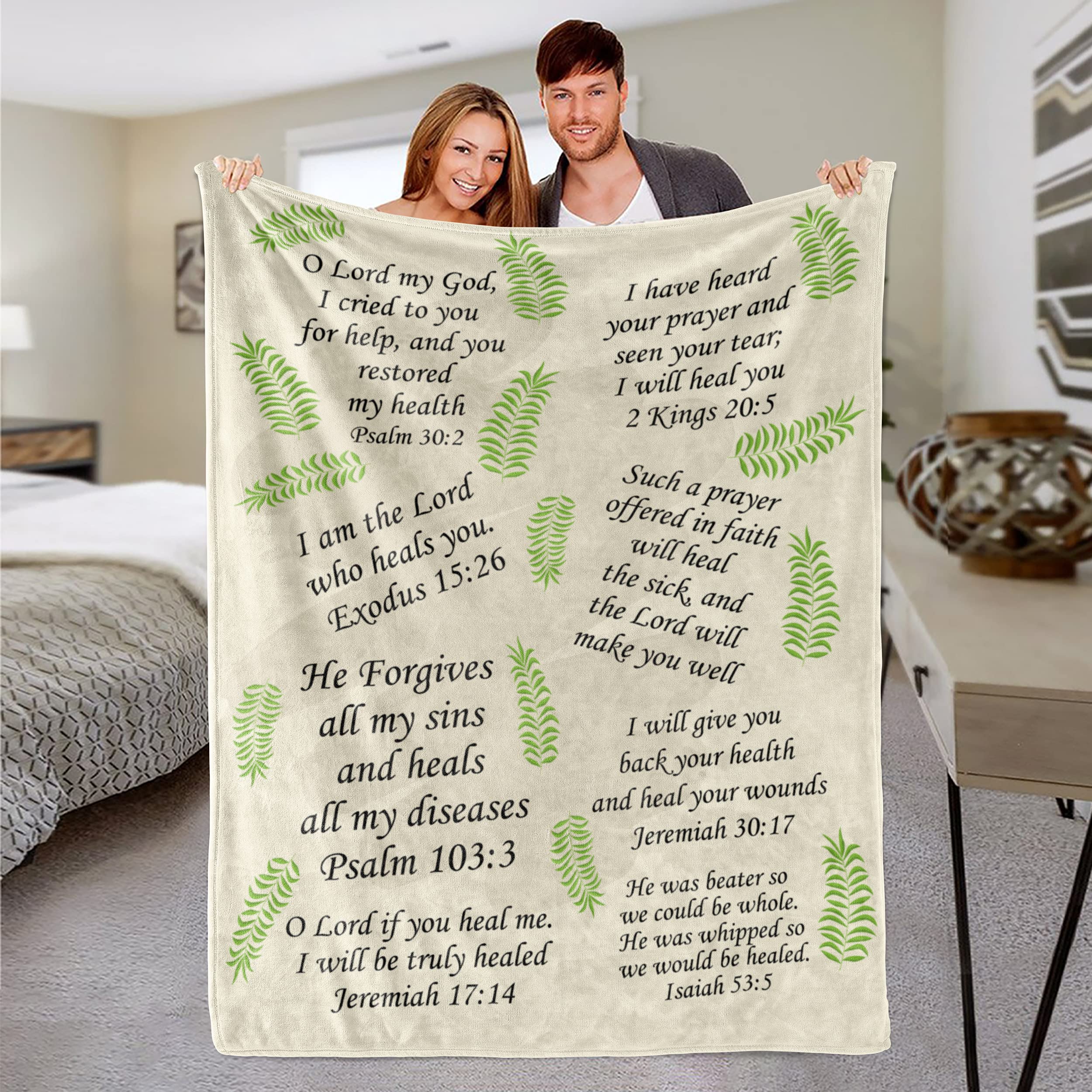 Personalized Christian Blanket with Name - Custom Inspirational Bible Verse Throw for Women - Religious Sympathy Gift with Spiritual Quotes - 60