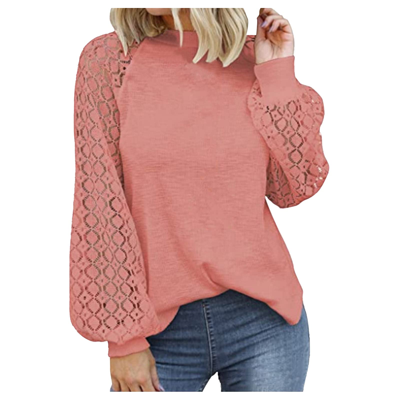 Women's Long Sleeve T-Shirts - Casual Lace Trim Tunic Tops for Everyday Wear | Comfortable Pullover Blouses for Work, Dating & Fall Outfits