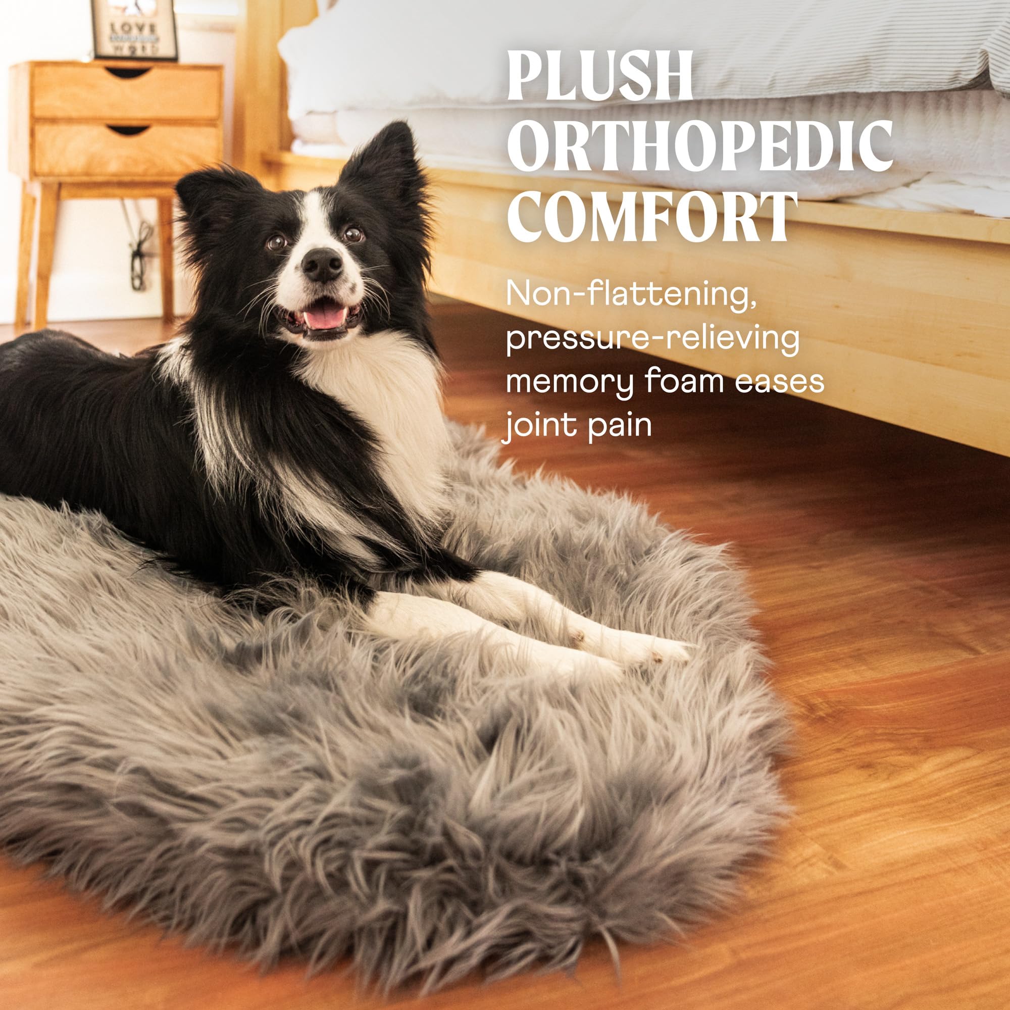 Orthopedic Dog Bed for Large Dogs - Memory Foam & Faux Fur Pet Bed for Joint Pain Relief, Waterproof & Machine Washable - Charcoal Grey XL - Perfect for Living Room, Bedroom or Crate Comfort