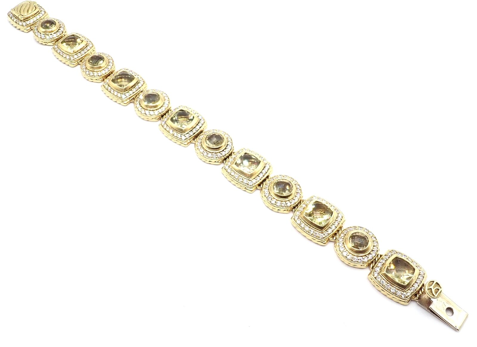 David Yurman Albion 18K Yellow Gold Diamond & Lemon Citrine Link Bracelet for Women - Luxury Jewelry Gift for Anniversary, Birthday & Special Occasions