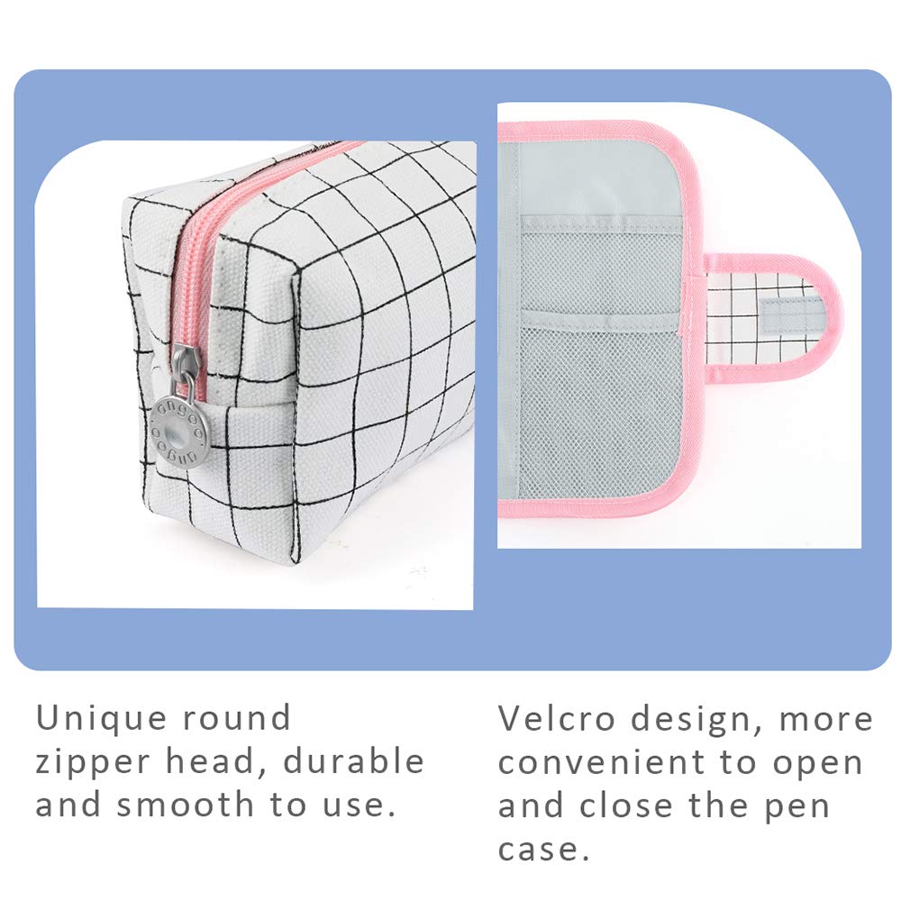 iSuperb Large Capacity Canvas Pencil Case - Removable Zippered Stationery Organizer & Makeup Pouch for Women (Pink) - Perfect for School, Office, Travel & Cosmetic Storage