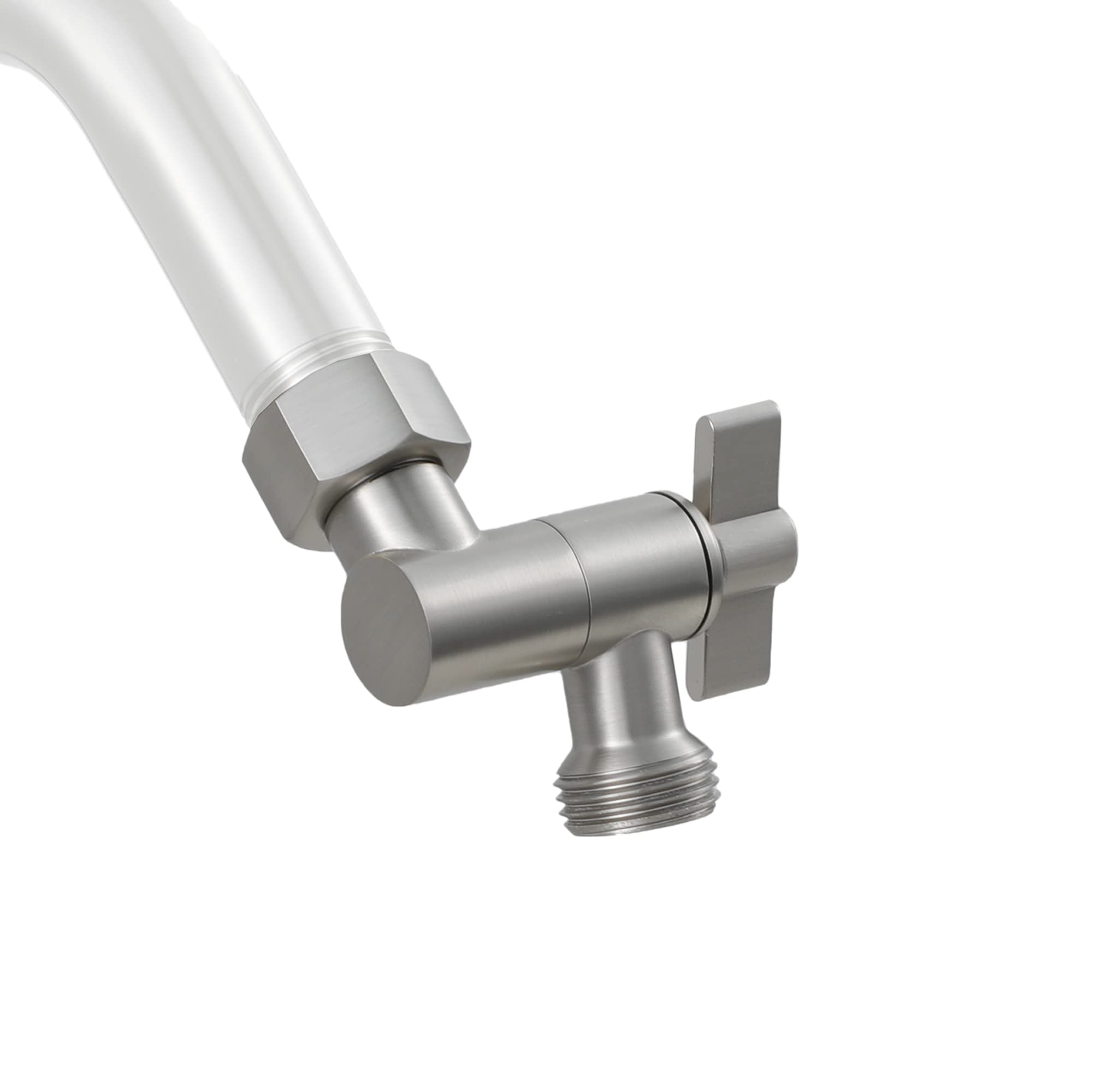 All Metal Shower Angle Adapter - Adjustable Shower Head Extension with Solid Brass Elbow for Universal Connection (Brushed Nickel) - Perfect for Bathroom Renovation & Enhanced Shower Experience