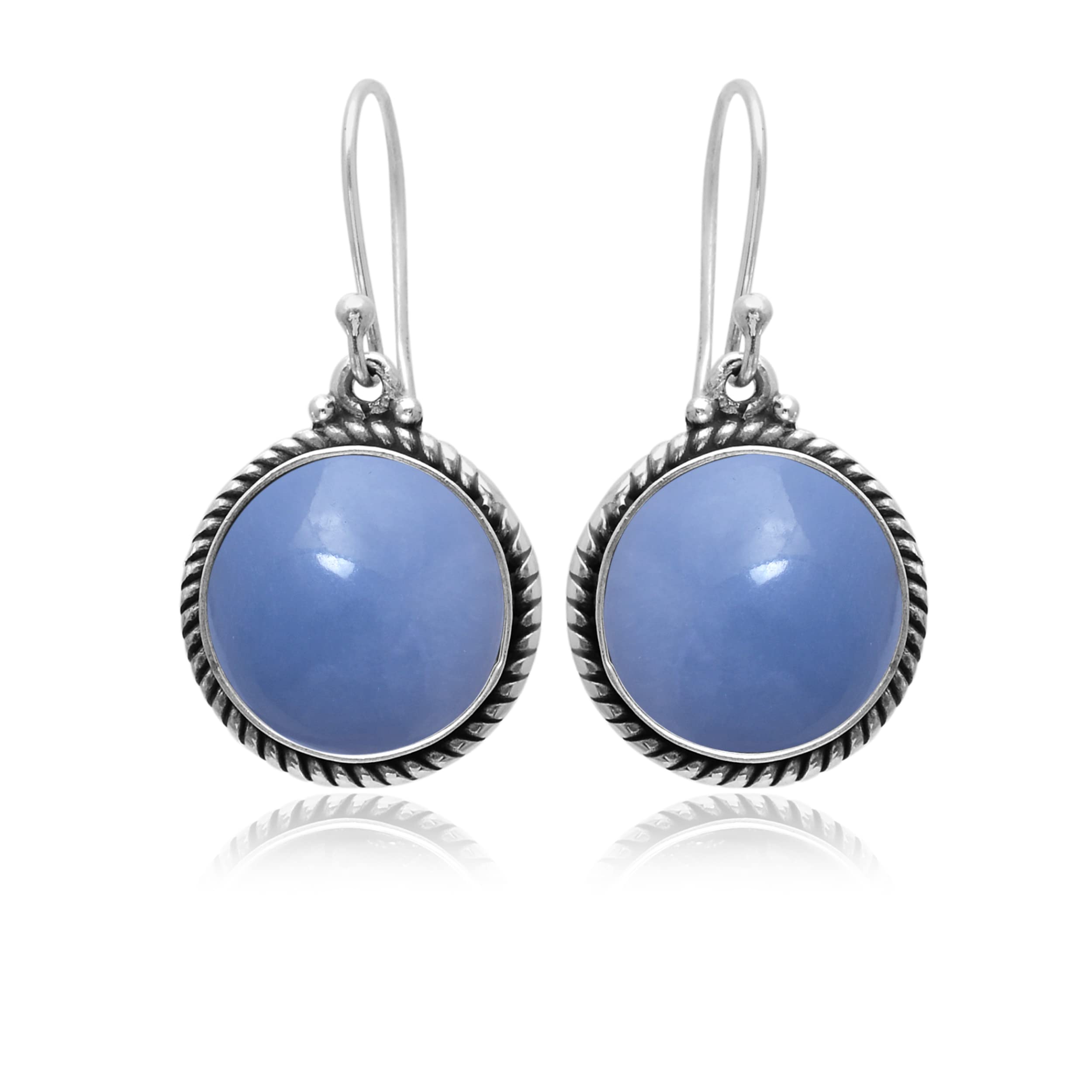 Veracity Jewelry Angelite Earrings for Women - 925 Sterling Silver Dangle Earrings with Blue Angelite Gemstone for Inner Peace & Healing - Handmade Spiritual Jewelry for Meditation, Yoga & Everyday Wear