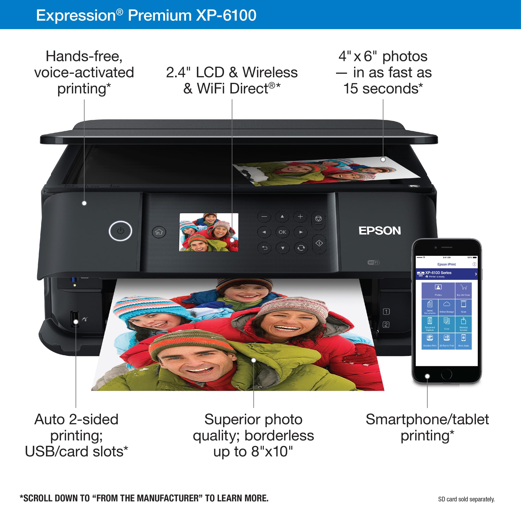 Epson Perfection V600 Color Photo Scanner - High-Resolution Film, Negative & Document Scanning | XP-6100 Wireless All-in-One Photo Printer with Copier | Perfect for Home Office, Photography Studios & Document Digitization