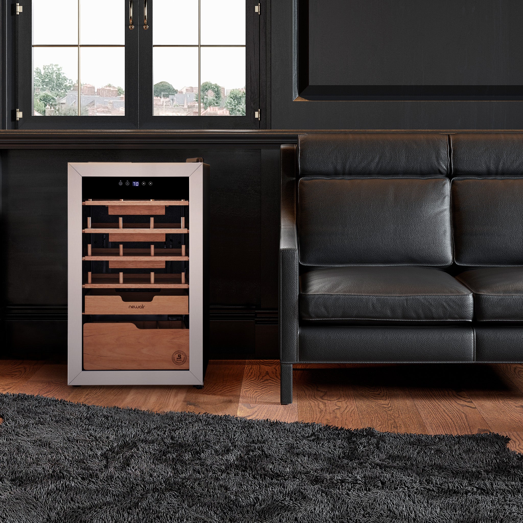 Newair® x Boveda 500-Count Electric Cigar Humidor with Digital Hygrometer - Perfect for Home, Office & Cigar Lounge Storage