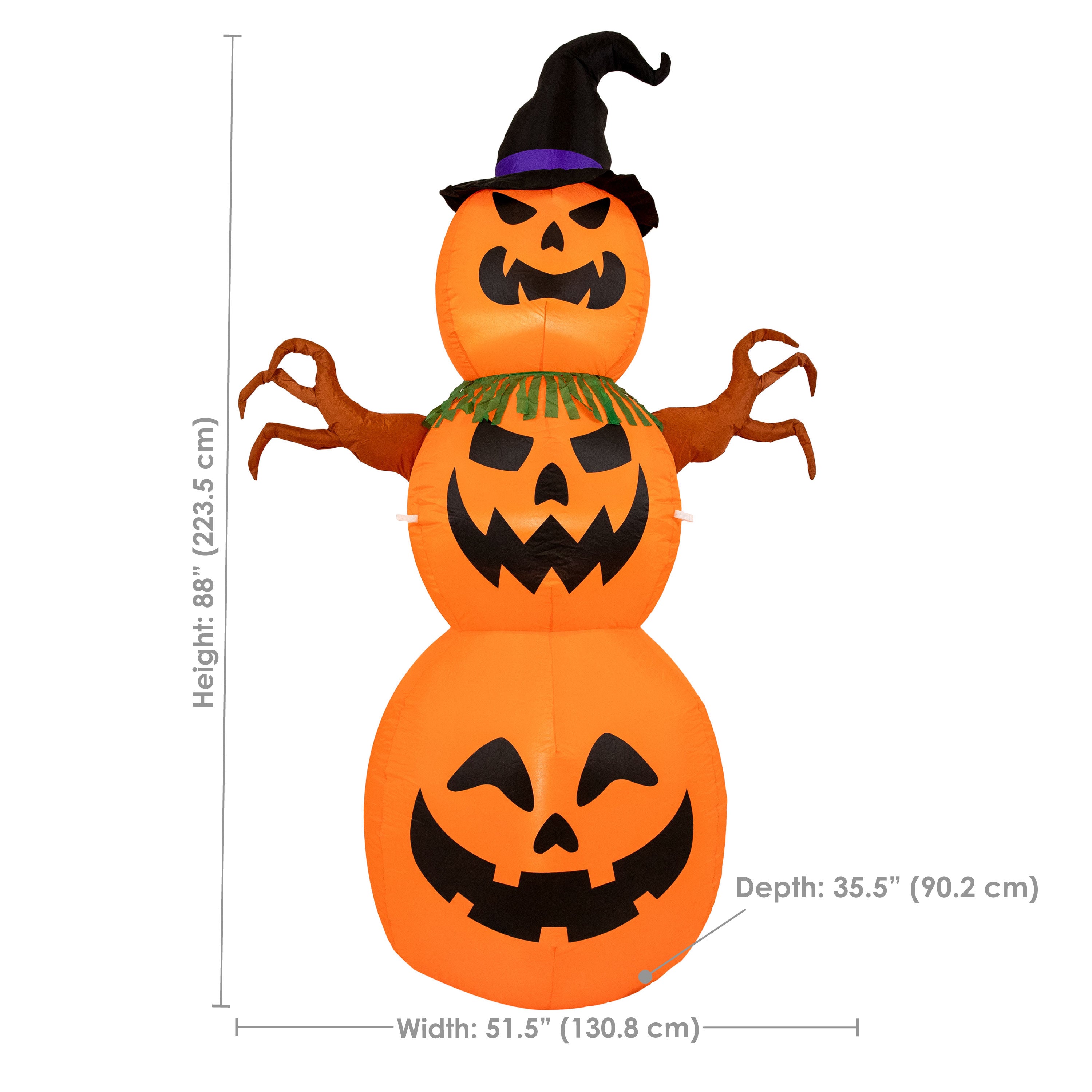 7ft Jack O' Lantern Scarecrow Pumpkin Inflatable Halloween Yard Decoration - Outdoor Party Decor for Halloween, Fall Harvest & Spooky Festivals