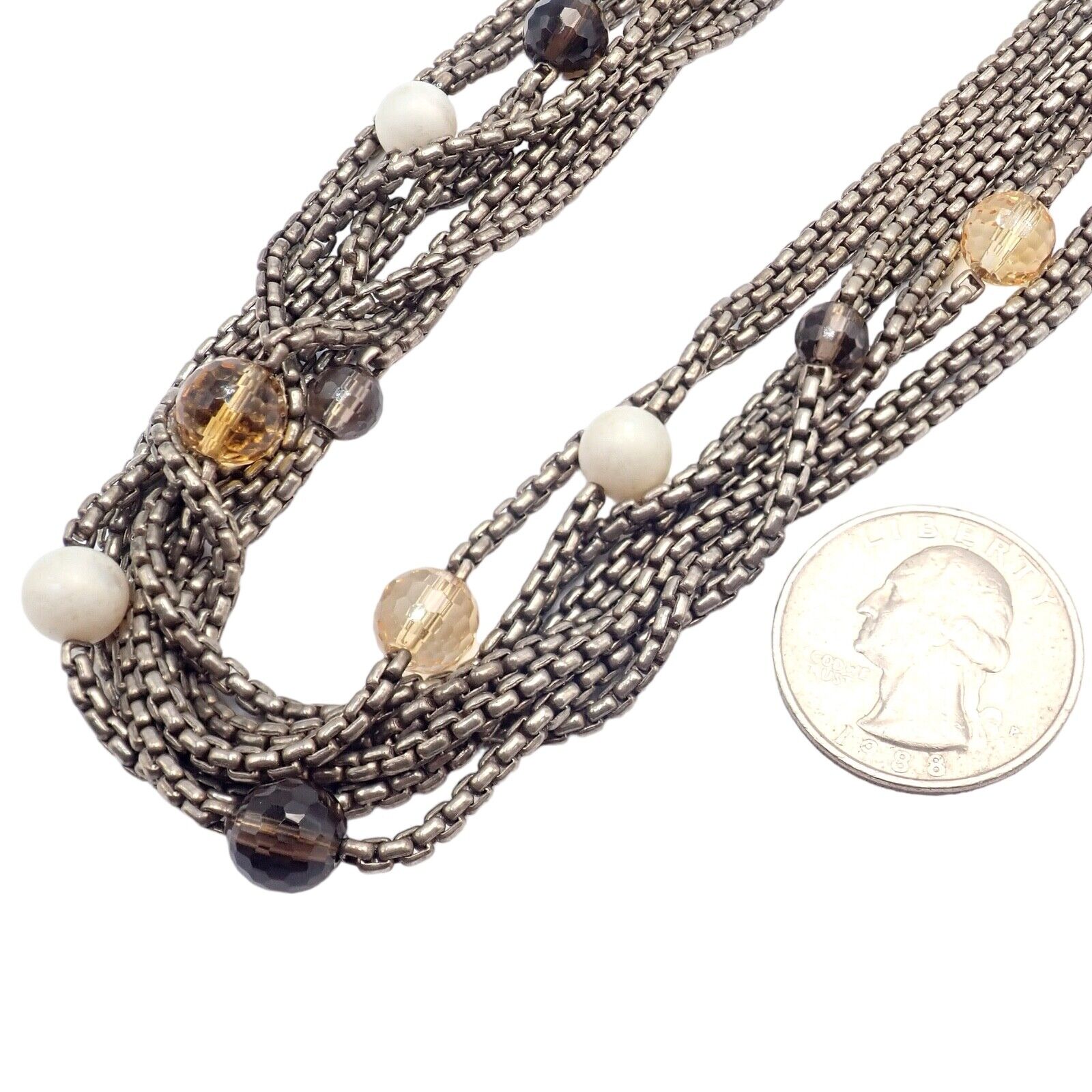 David Yurman DY 18k Yellow Gold & Sterling Silver 8-Strand Box Chain Necklace for Women - Elegant Layered Jewelry for Everyday Wear, Date Nights & Special Occasions