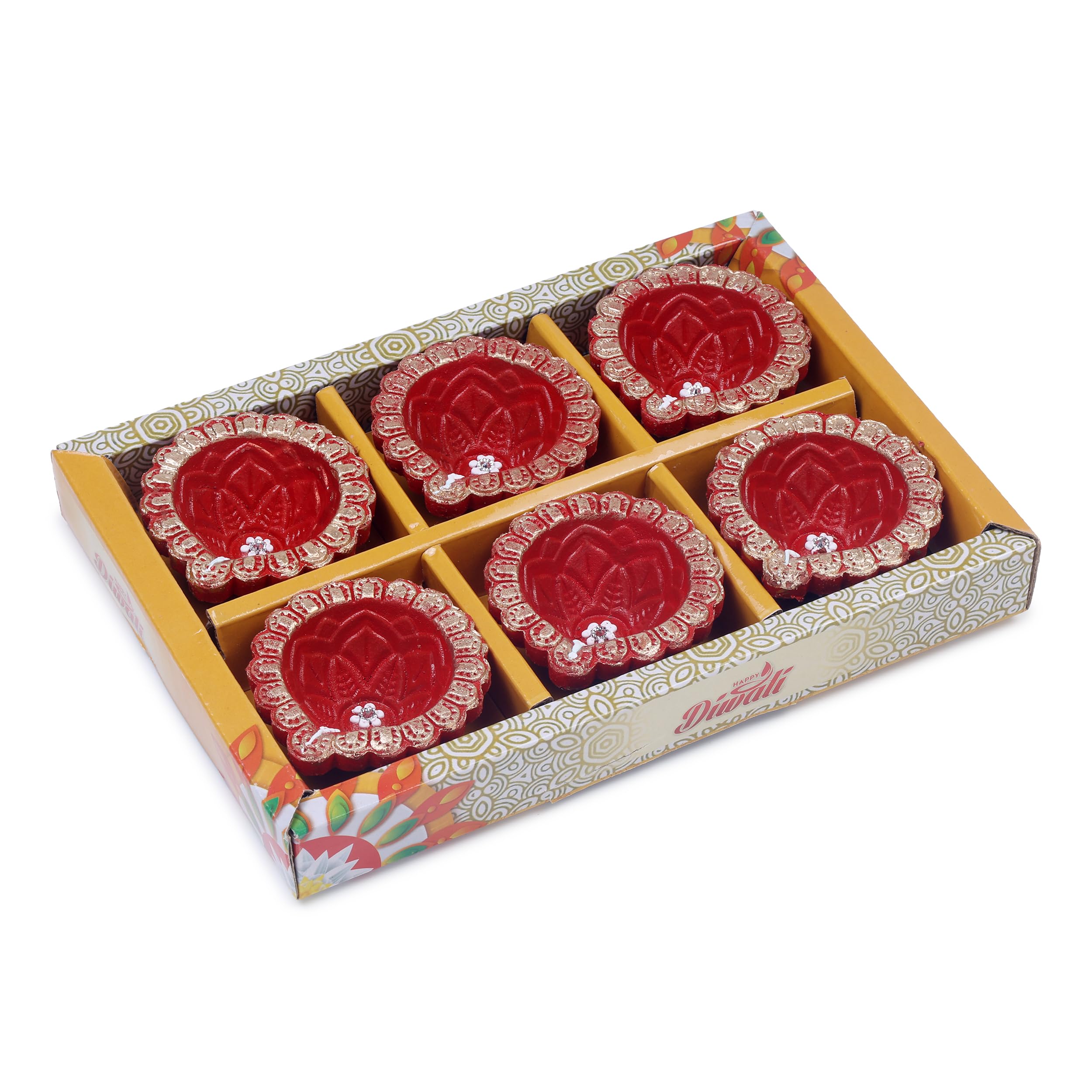Handmade Terracotta Set of 6 Red Traditional Clay Diya - Indian Oil Lamps for Diwali, Navratri & Puja Decorations | Tea Light Candle Holders | Eco-Friendly Festival Gifts for Home, Temple & Wedding Decor