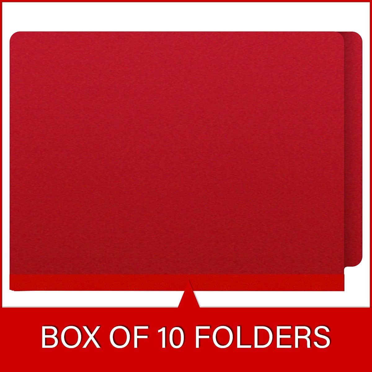 25-Point Pressboard Classification Folders with Full Cut End Tab, Letter Size, 2 Dividers - Deep Red (Box of 10) - Perfect for Office Filing, Document Organization & School Projects
