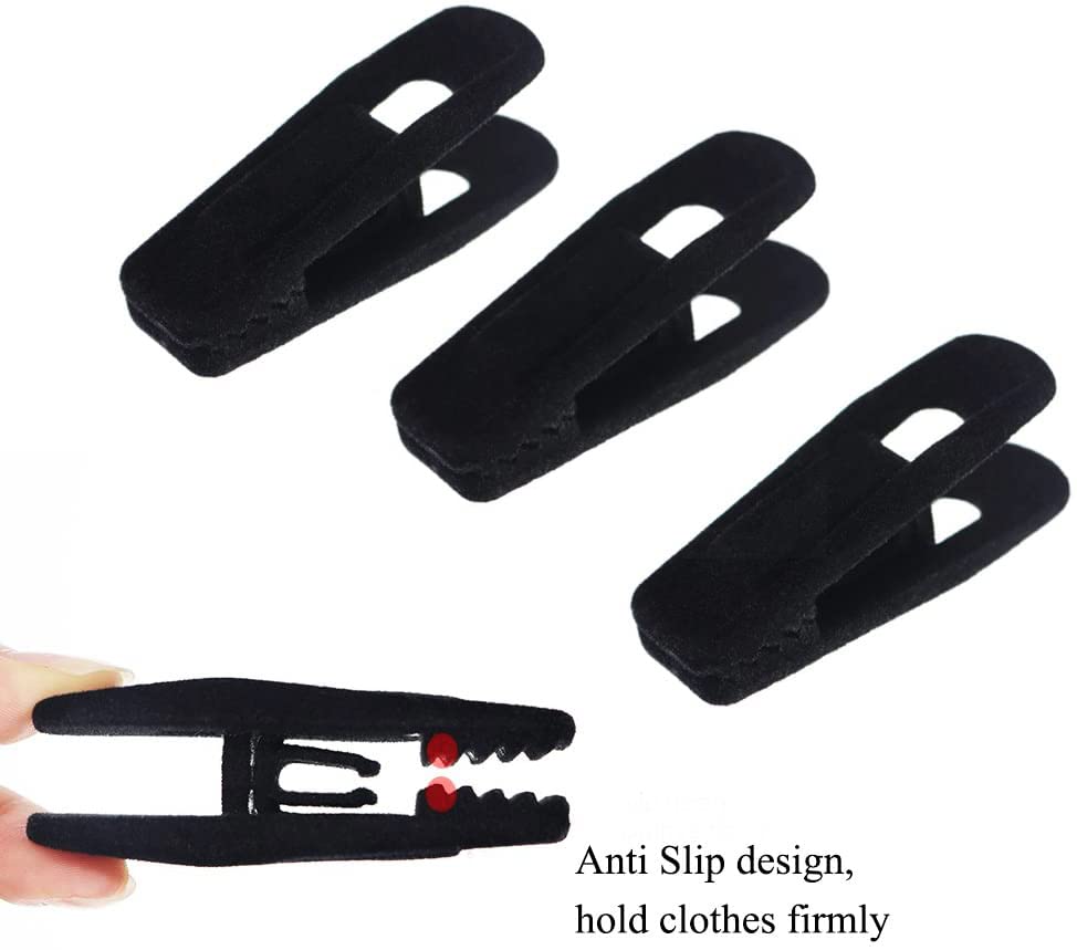 20 Pack Black Velvet Hangers with Non-Slip Clips - Strong Finger Clips for Pants & Thin Velvet Hangers - Perfect for Closet Organization & Space Saving Wardrobe Storage