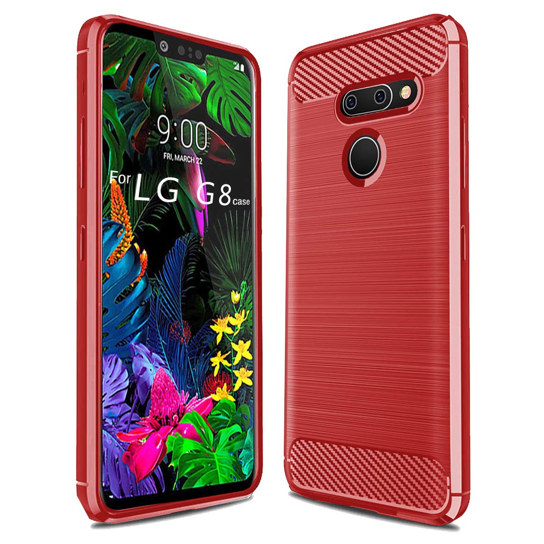 **Shockproof TPU Case for LG G8 ThinQ - Durable Protective Cover with Raised Bezels, Anti-Scratch & Drop Protection - Perfect for Daily Use, Travel & Outdoor Activities (Red)**