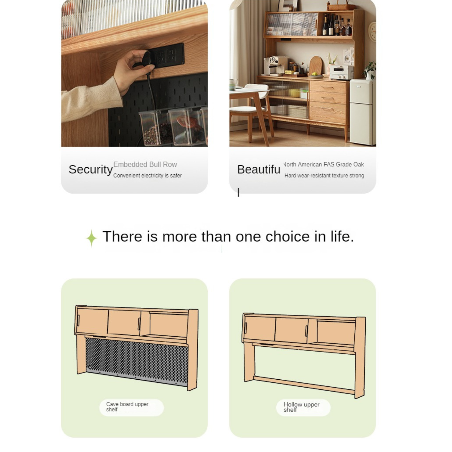 Solid Oak Wood Modern Multifunctional Sideboard - Buffet Cabinet for Dining Room, Living Room Storage & Entryway Organizer