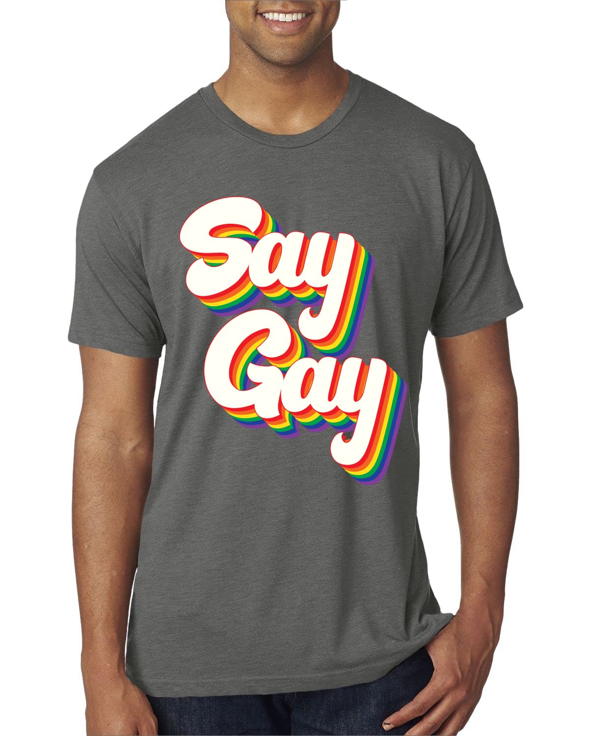 Retro Vintage Rainbow LGBT Pride Men's Premium Tri-Blend T-Shirt - Gay Rights & Equality Support - Perfect for Pride Parades, LGBTQ Events & Casual Wear