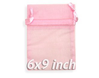 60 Pcs Pink Organza Gift Bags 6x9
