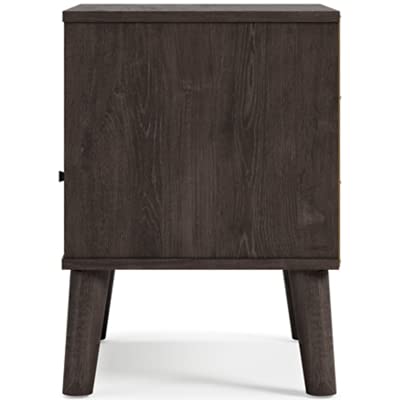 Signature Design by Ashley Piperton Modern Replicated Sugarberry 1-Drawer Nightstand in Black - Stylish Bedside Table for Bedroom Decor & Storage