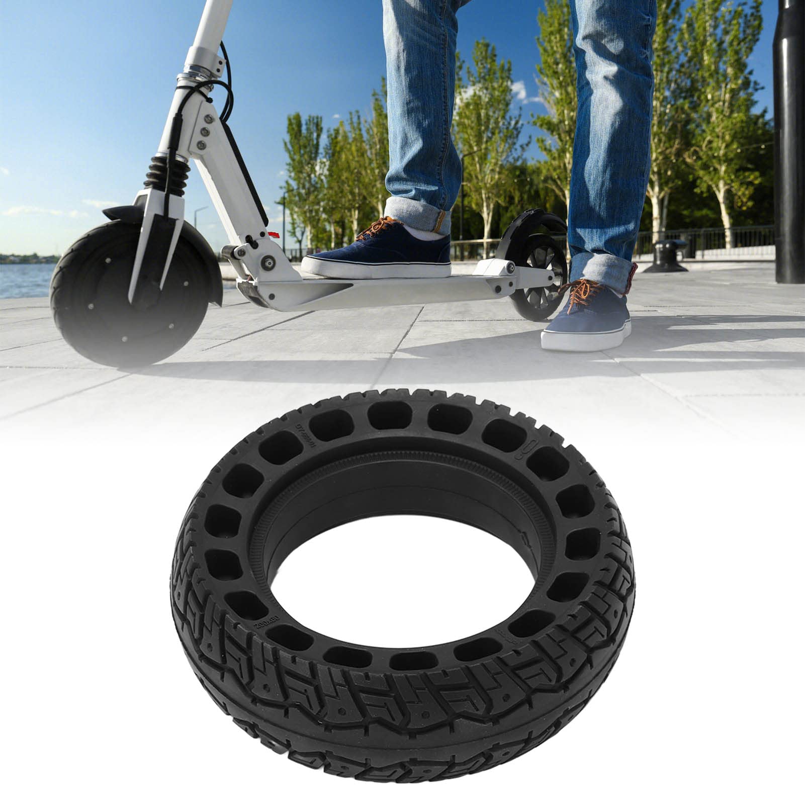 7.3 Inch Honeycomb Solid Rubber Tire for Electric Scooter - 200x60 Replacement Wheel with Durable Solid Tire Design | Perfect for Commuting, Urban Travel & Last-Mile Transportation