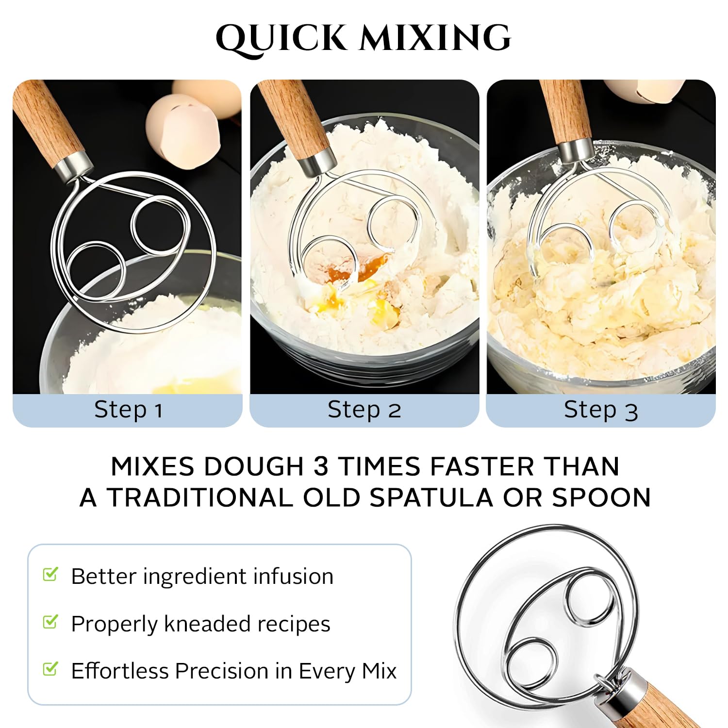 Spartali & Company 13-Inch Danish Dough Whisk - Professional Sourdough Bread Baking Tool for Effortless Mixing | Perfect for Homemade Bread, Pizza Dough & Pastry Making | Essential Kitchen Baking Supplies