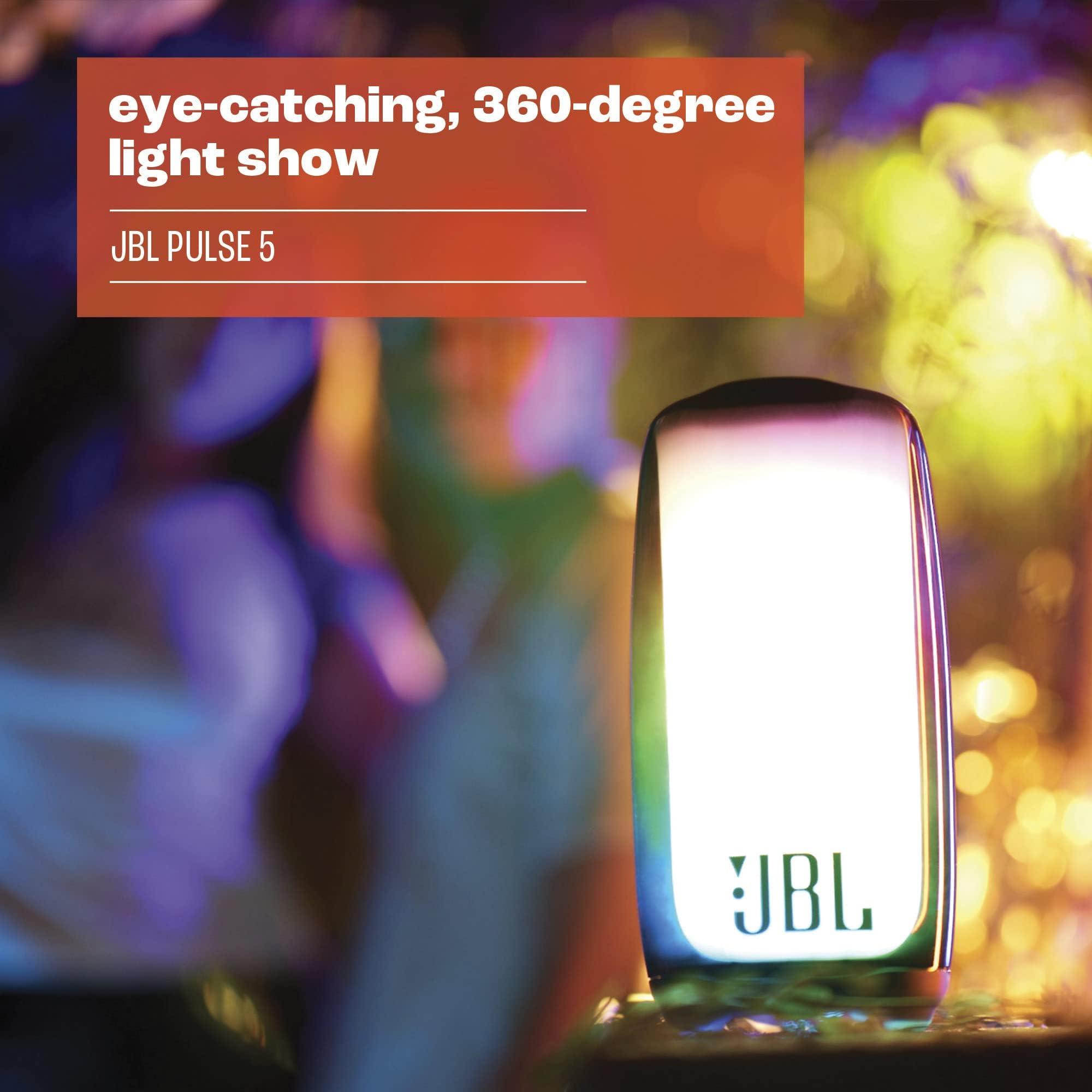JBL Pulse 5 Portable Bluetooth Speaker with LED Light Show - Waterproof Wireless Speaker with Powerful Bass, 12-Hour Playtime - Perfect for Pool Parties, Beach Outings & Home Entertainment (Black)