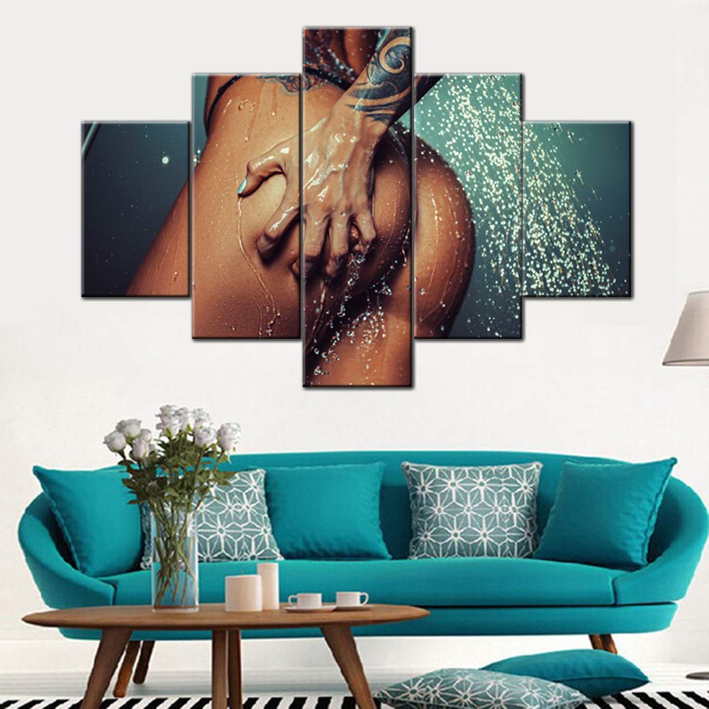 Modern Nude Woman Canvas Wall Art - 60''W x 40''H Sexy Female Figure Painting for Bedroom, Bathroom, Clubhouse & Office Decor - Elegant Naked Girl Artwork for Home Walls & Commercial Spaces