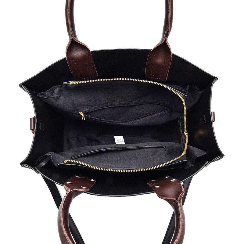 Stylish Women's Leather Tote Bag - Large Capacity Designer Shoulder Bag for Work, Travel & Everyday Use