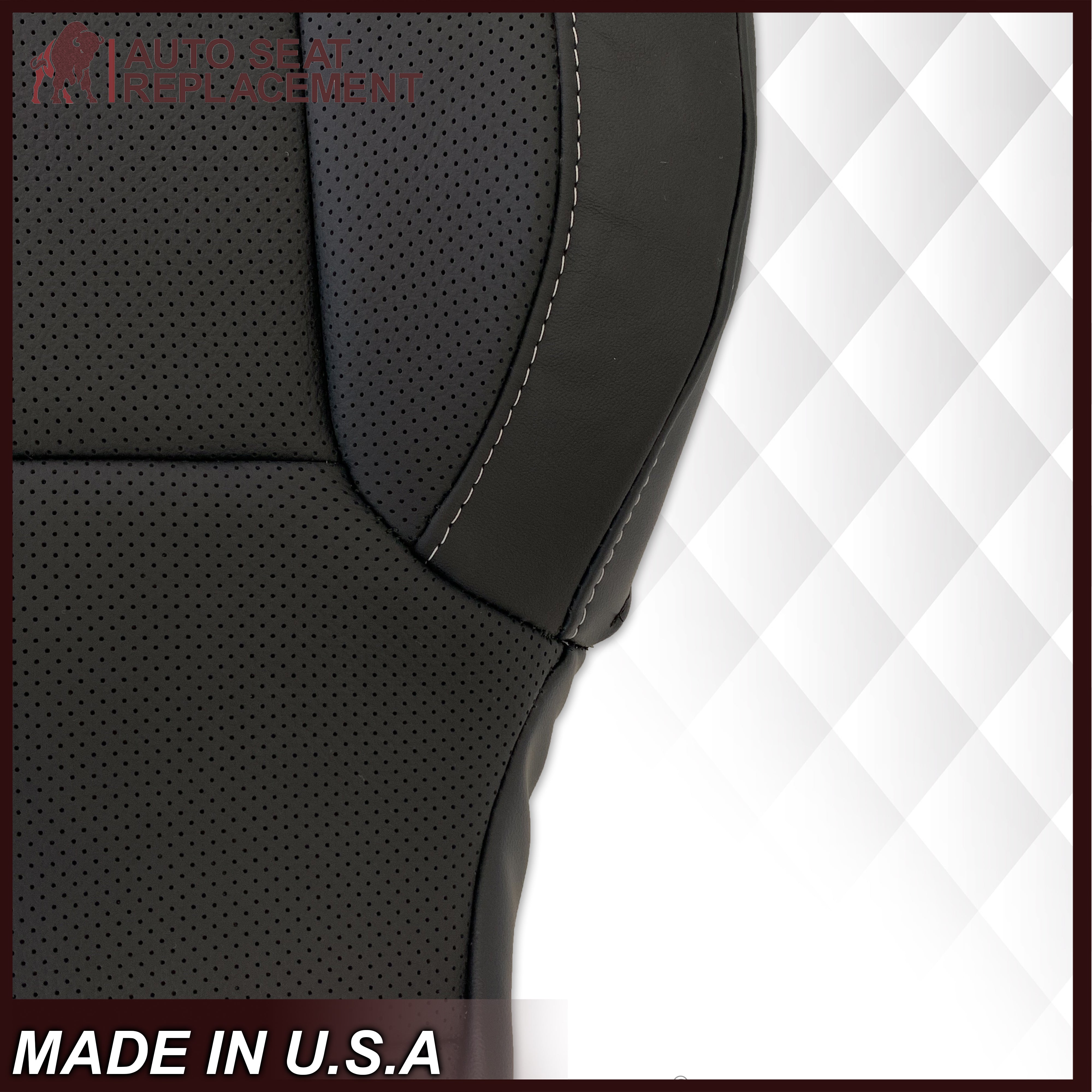 2014-2019 Chevy Silverado Tahoe Suburban & GMC Yukon Perforated Leather Seat Covers - Black, Gray or Tan - Premium Replacement Seat Covers for Comfort & Style - Perfect for Road Trips, Daily Commute & Truck Enthusiasts