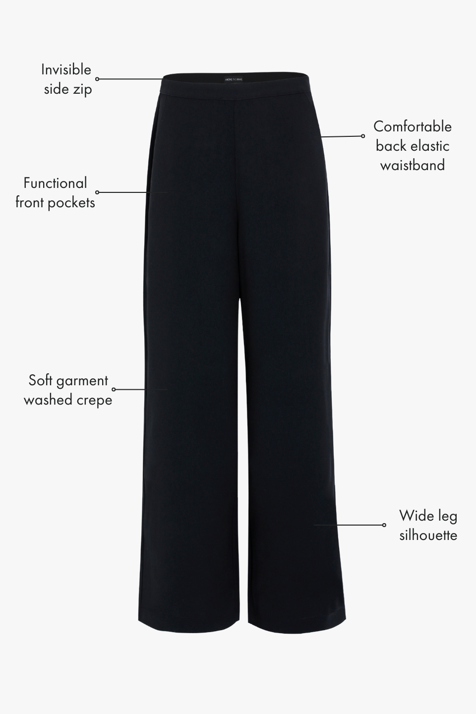 Best Life Black Soft Crepe Wide Leg Pants for Women - Comfortable High Waist Flowy Trousers for Work, Office & Casual Wear