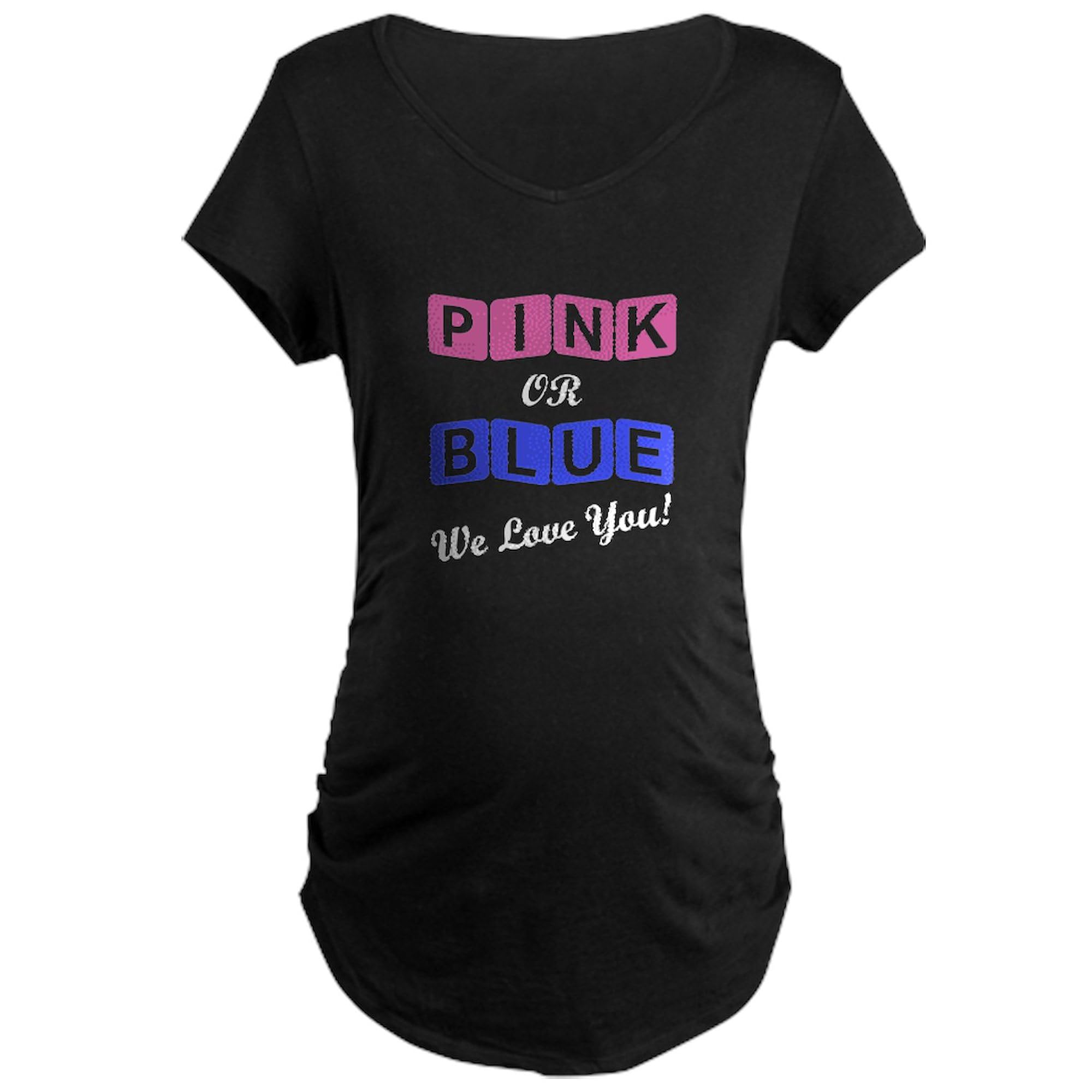 Pink or Blue 'We Love You' Maternity T-Shirt for Women - Stretchy Ruched Side Design - Perfect for Pregnancy Announcements, Baby Showers & Maternity Photos