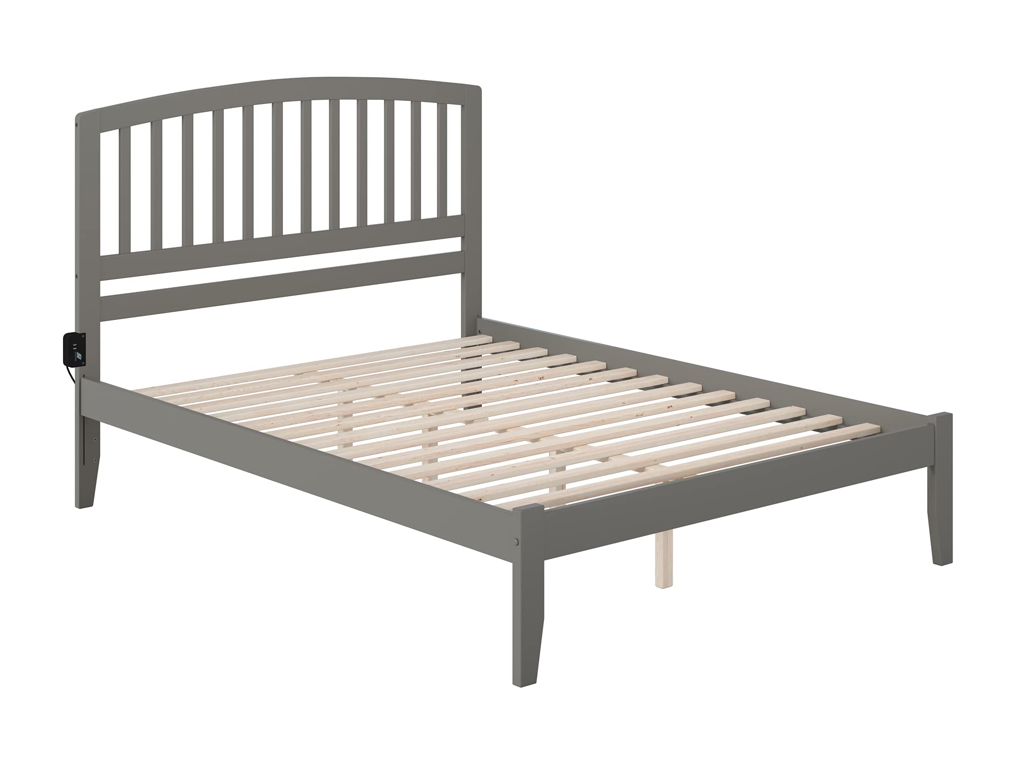 AFI Richmond King Platform Bed Frame with USB Charging Ports - Modern Grey Wooden Bed for Bedroom, Home & Office Use