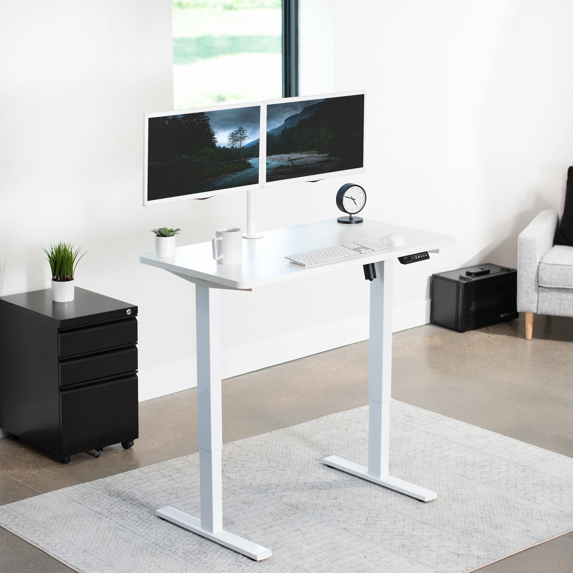 1B Solid Top Series Single Motor Electric Standing Desk with Push Button Memory Controller - Perfect for Home Office, Gaming & Workspace Ergonomics