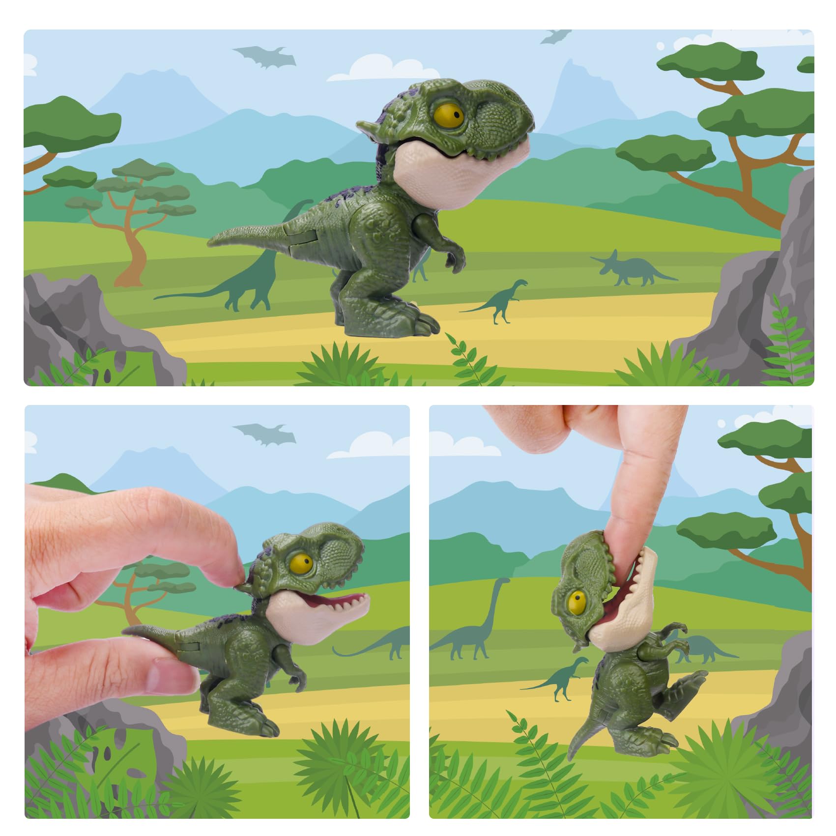 6PCS Biting Finger Dinosaurs Toy Set - Snap Squad Dino Collectibles for Kids 3+ | Fun Dinosaur Party Favors, Birthday Gifts & Easter Egg Fillers | Perfect for Playtime, Decorations & Dino-Themed Events