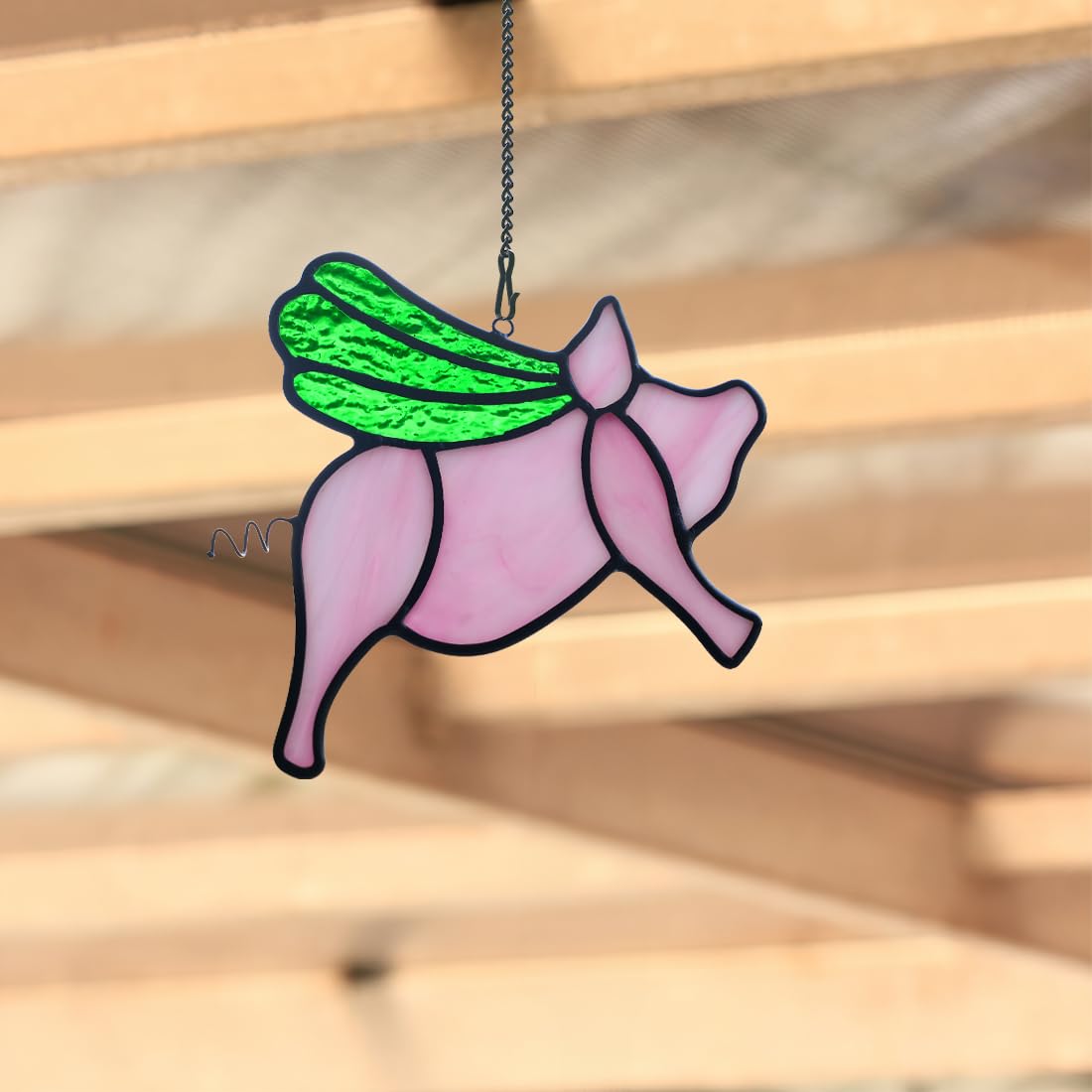 BOXCASA Flying Pig Stained Glass Window Hanging Decor - Cute Pig Sun Catcher for Indoor Windows, Funny Piggy Ornament - Lucky Animal Gift for Pig Lovers, Kids, Girls, Women & Moms (Perfect for Birthday Gifts, Home Decor, Nursery Room & Office Windows)