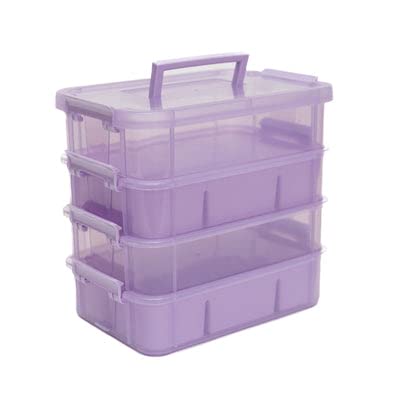Everything Mary Plastic Craft Storage Organizer Box - Purple Bead Organizer for Jewelry Making, Art Supplies & Painting Accessories - Durable Plastic Container Case for Craft Room Organization & Home Office Storage