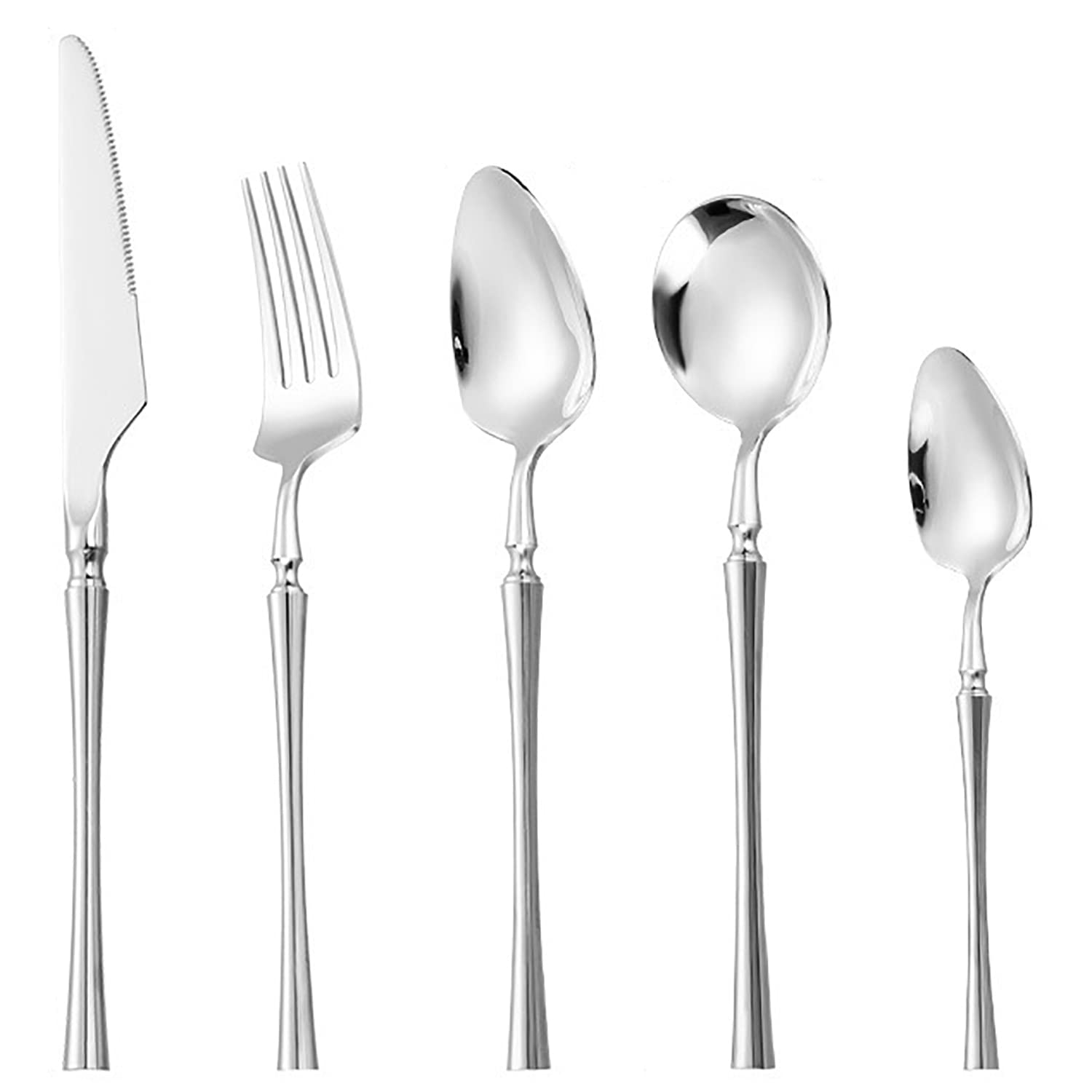 Premium 18/10 Stainless Steel Silverware Set - 30-Piece Mirror Polished Flatware Set with Knives, Spoons, Forks & Teaspoons (Service for 6) - Elegant Wedding, Hotel & Kitchen Cutlery Utensils - Perfect for Dinner Parties, Restaurants & Special Occasions