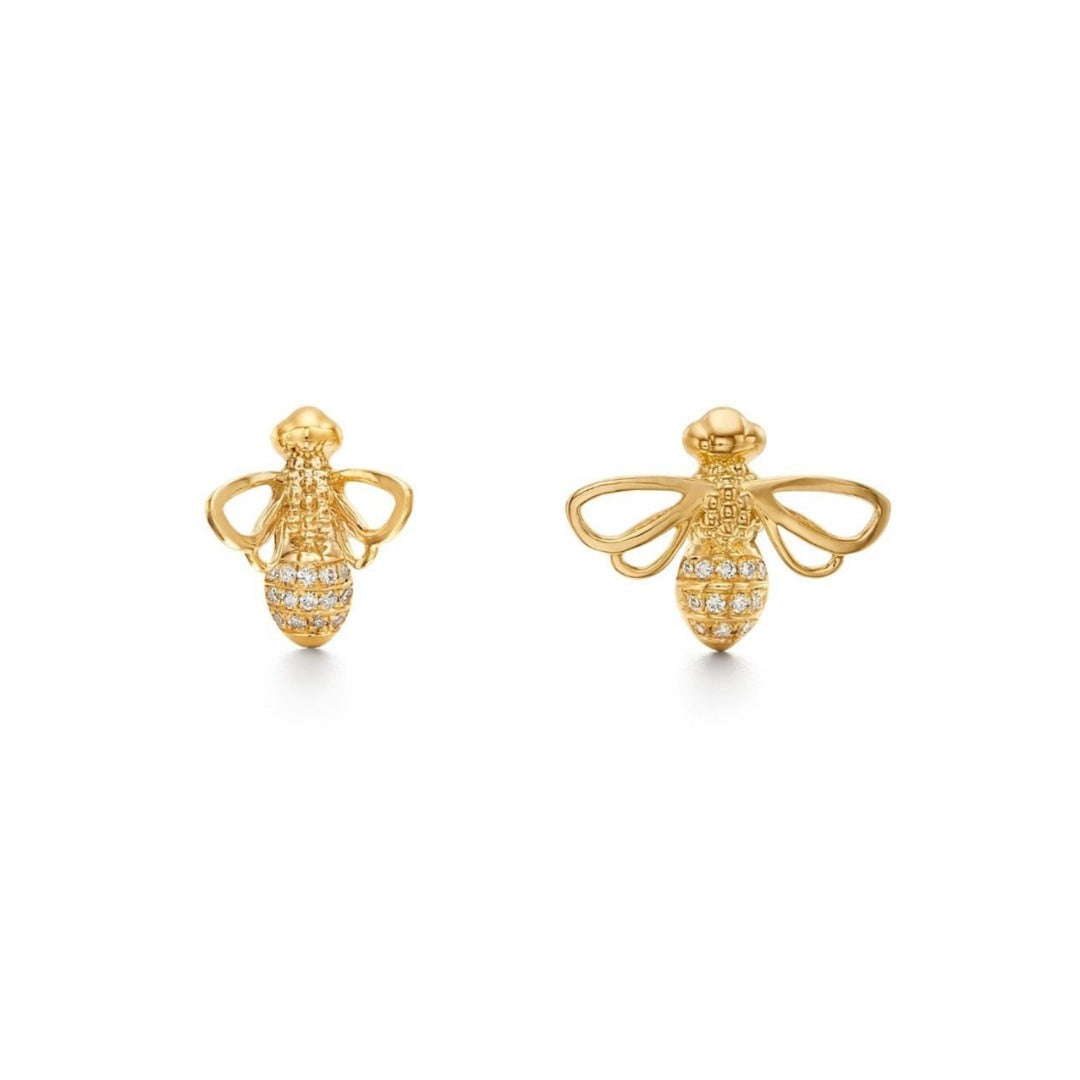 Temple St. Clair Busy Bee 18K Gold Earrings - Dainty Bee Stud Earrings for Women - Perfect for Everyday Wear, Office & Special Occasions