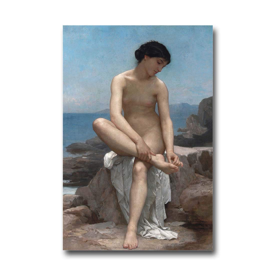 William Adolphe Bouguereau The Bather 1879 Large Canvas Wall Art Print - 80x120cm Unframed Oil Painting Reproduction, Home Decor Poster for Living Room, Bedroom & Office - Vintage Bathing Scene Fine Art