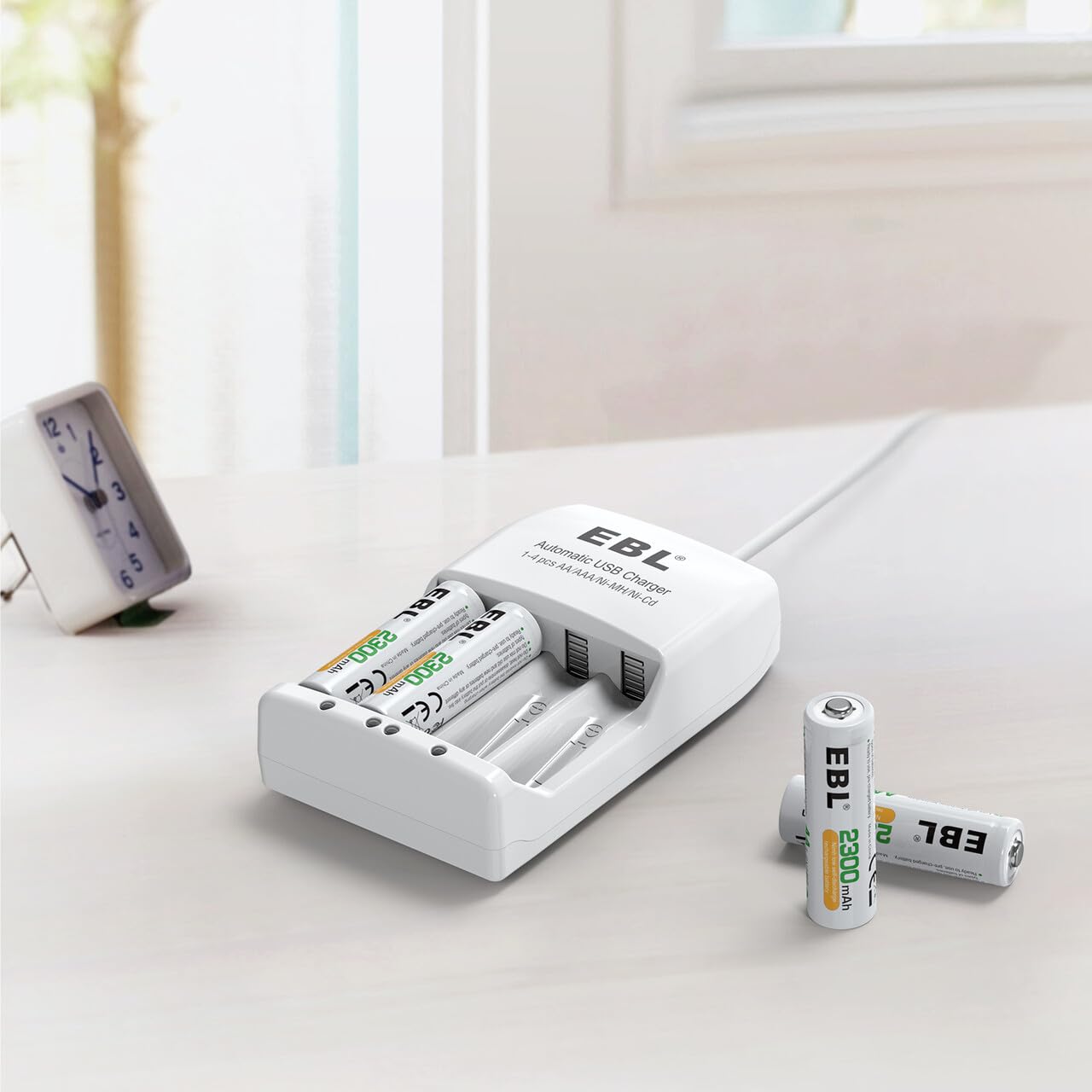 EBL AA Rechargeable Batteries 2300mAh High Capacity - 8 Pack with 916 Battery Charger Combo Set | Perfect for Cameras, Flashlights, Toys & Electronic Devices