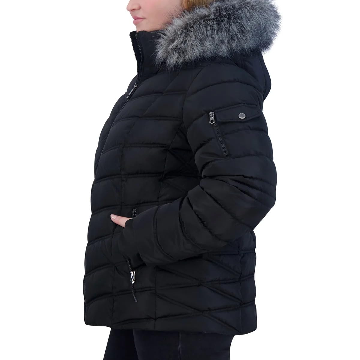 Nautica Women's Waterproof Puffer Jacket with Faux Fur Hood - Warm Winter Coat for Outdoor Activities & Casual Wear