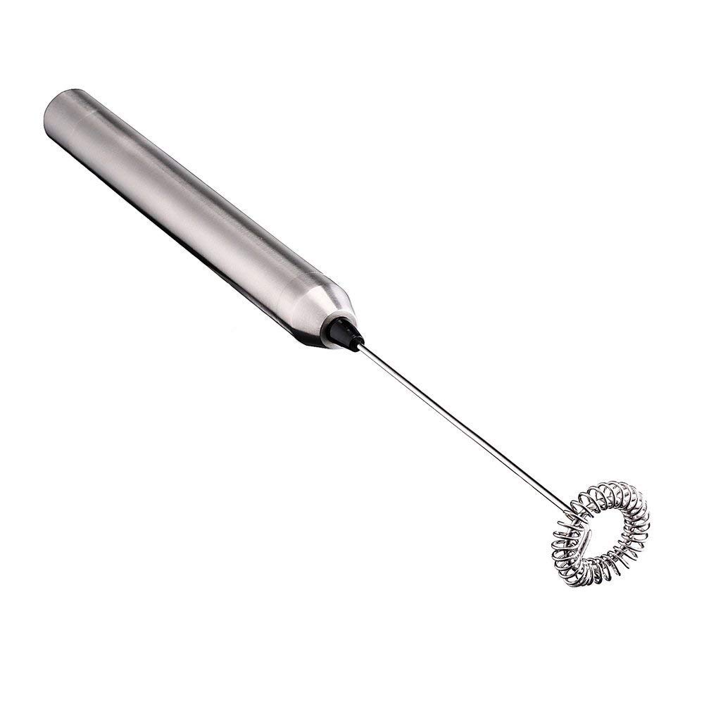 Electric Milk Frother Handheld - Portable Mini Foam Maker for Coffee, Latte & Hot Chocolate - Stainless Steel Battery Operated Espresso Mixer - Perfect for Home, Office & Travel Use