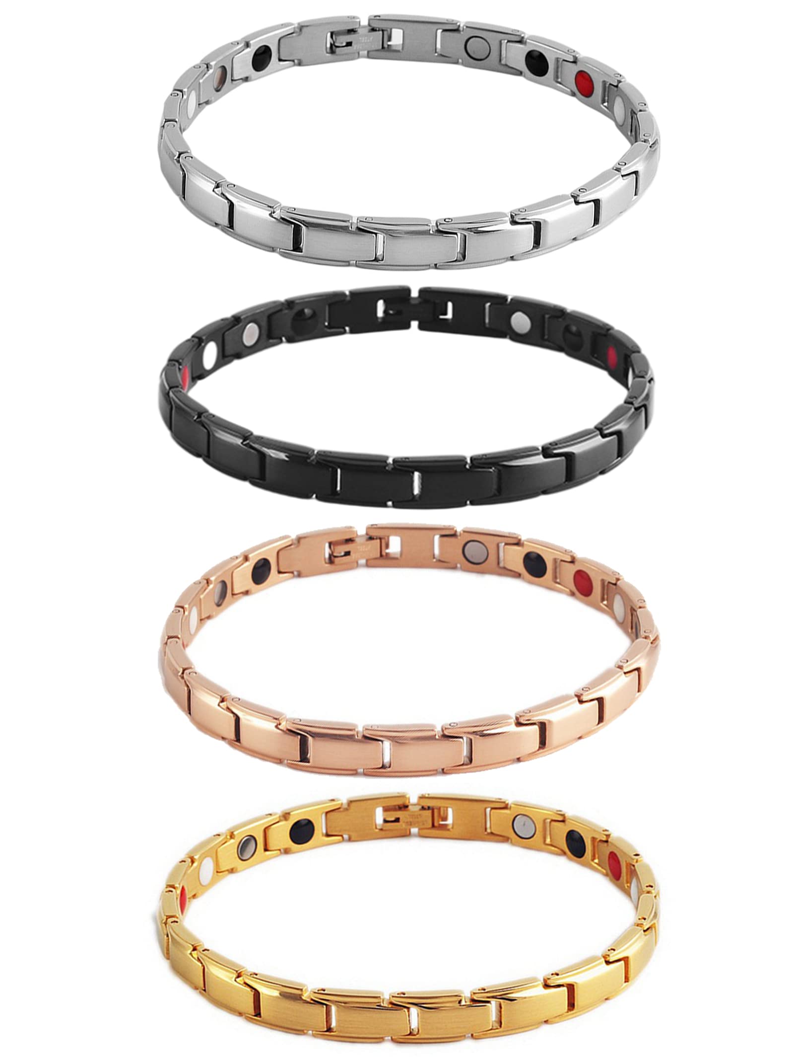 4PCS Copper Magnetic Lymphatic Bracelet for Arthritis Pain Relief - Therapeutic Magnetic Bracelet Set for Joint & Muscle Health - Stainless Steel & Copper Bracelets for Women & Men - Perfect for Daily Wear, Workouts & Wellness Therapy