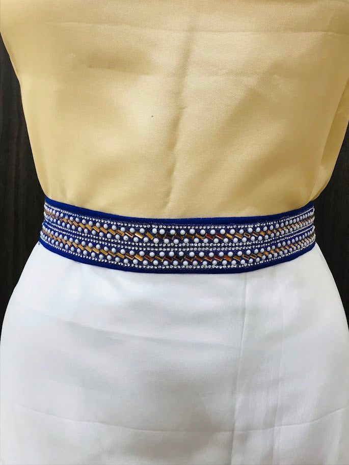 Elegant Blue Saree Hip Belt with Stone Embellishments - Perfect for Indian Weddings, Festivals & Special Occasions