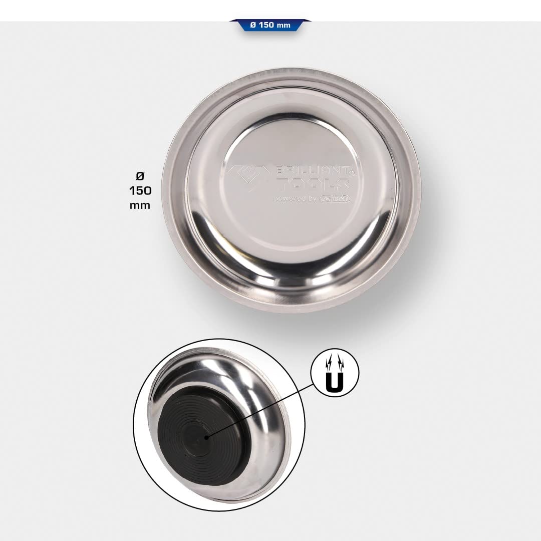 BT691160 Stainless Steel Magnetic Tray 15cm - Ideal for Workshop & DIY