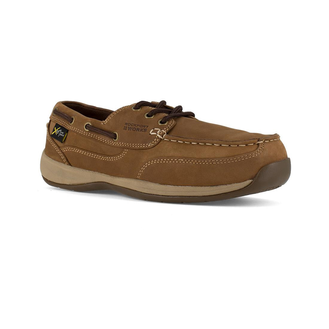 Steel Toe Slip On Work Shoes for Men - Brown Safety Shoes with Metatarsal Guard - Ideal for Construction, Warehouse & Sailing Club Activities
