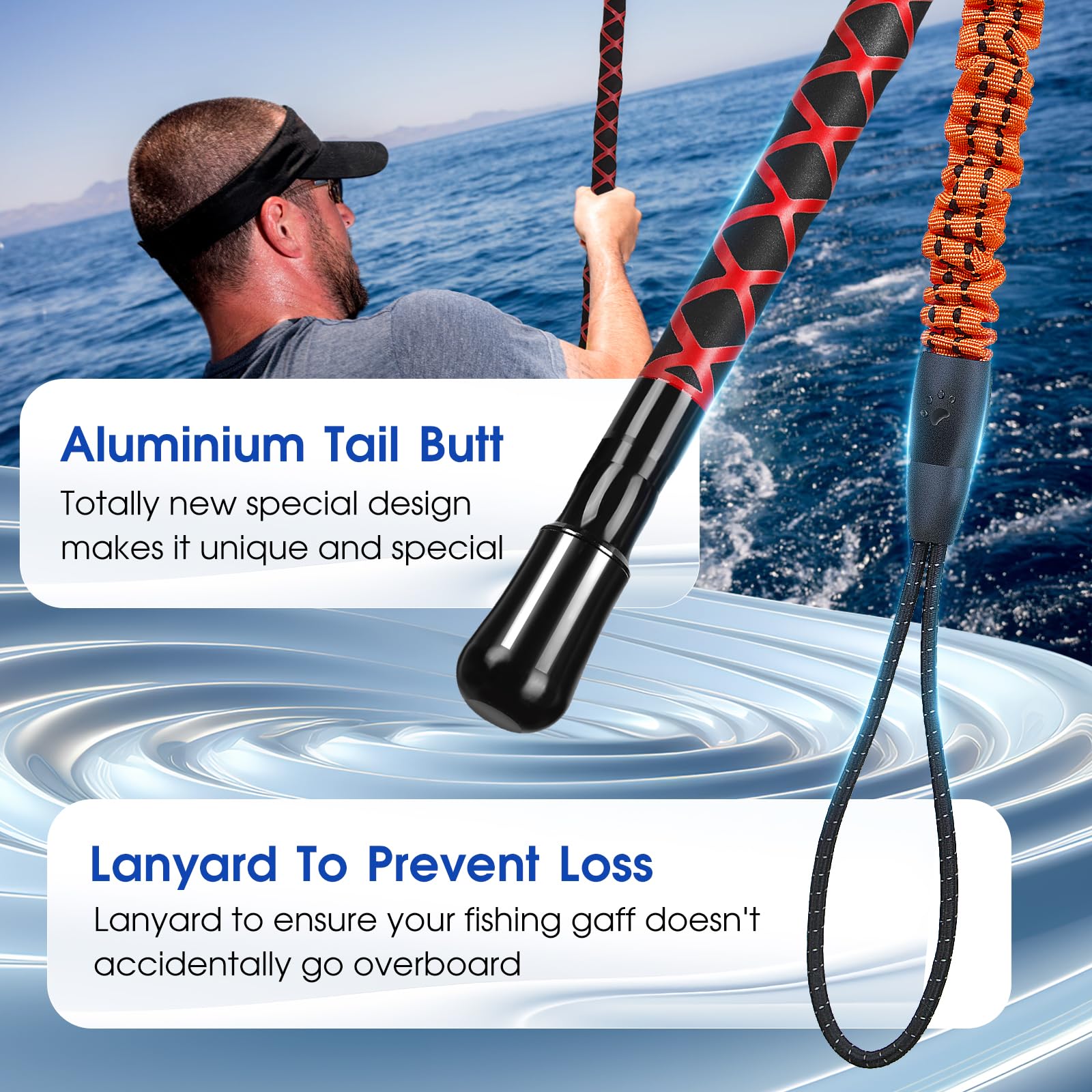 **Saltwater Fishing Gaff with S316 Stainless Steel Hook & Carbon Fiber Pole – Heavy Duty Fish Gaff for Deep Sea, Boat, and Offshore Fishing**