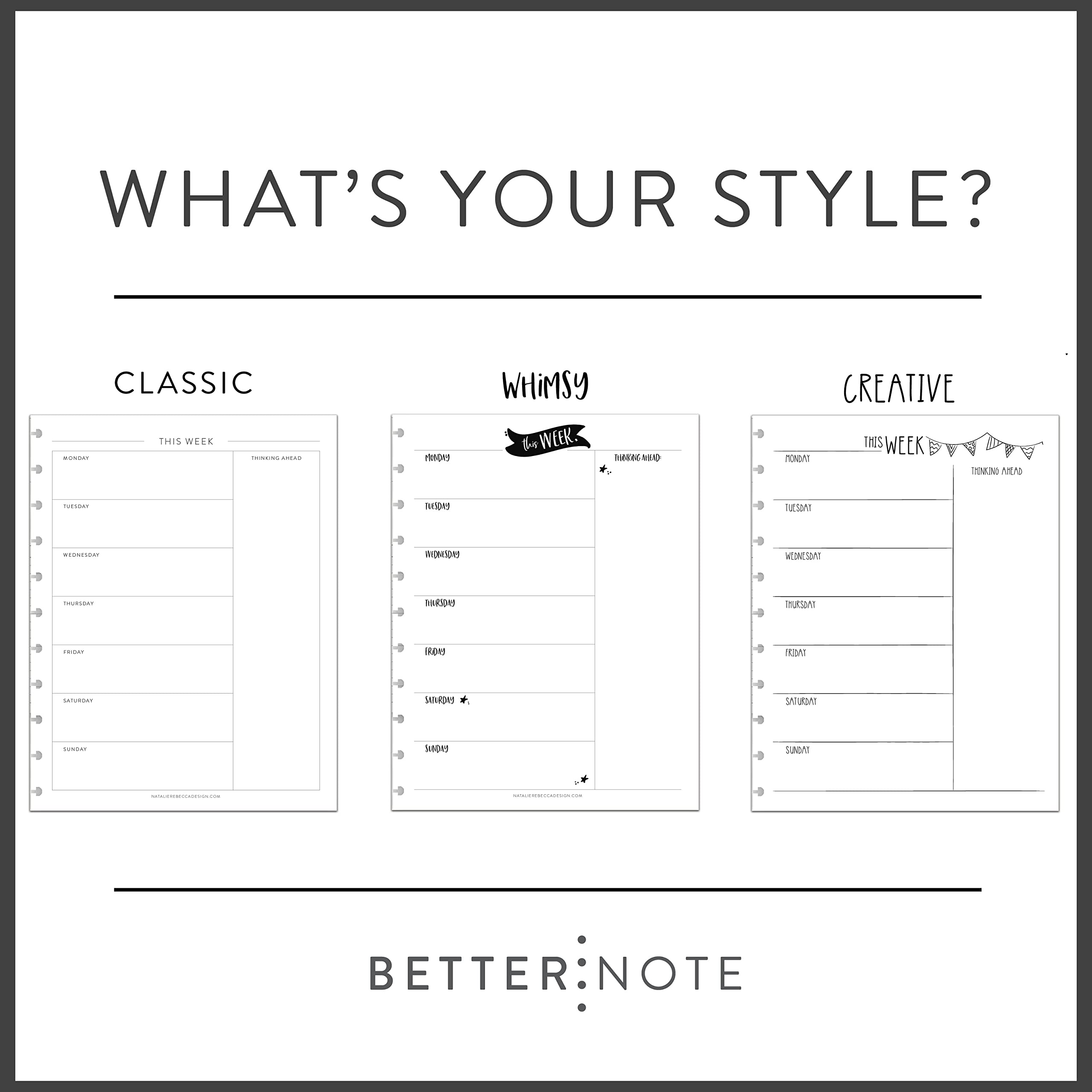 BetterNote Discbound Notebook Refill Pages - 50 Sheets, 9-Disc, 7