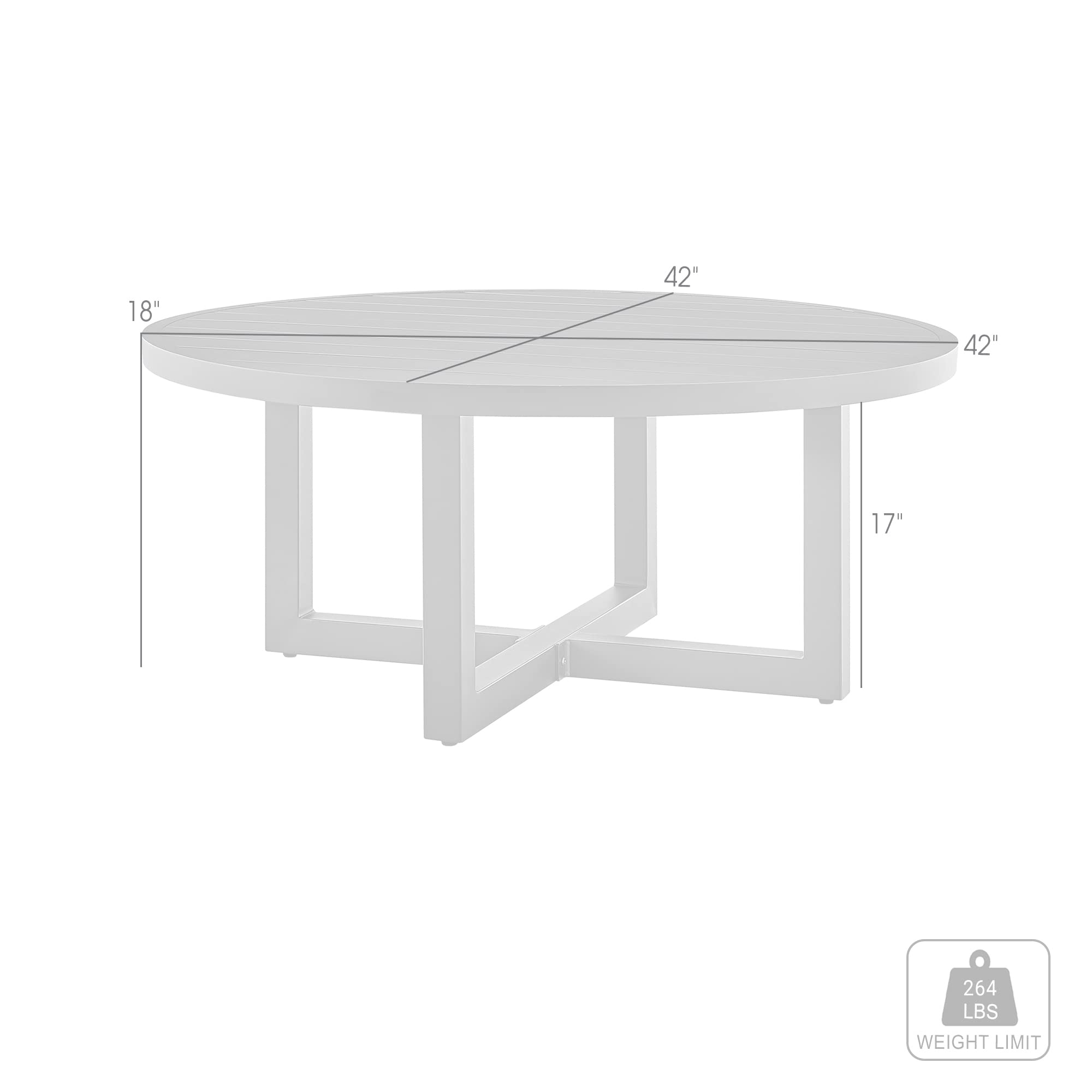 Armen Living Argiope Outdoor Round Coffee Table - Black Aluminum Patio Furniture for Garden, Poolside & Backyard Decor