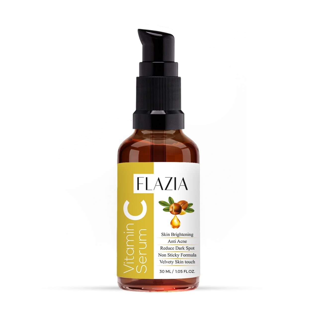 FLAZIA Vitamin C Face Serum with Hyaluronic Acid - Brightening & Hydrating Treatment for Glowing Skin, Reduces Hyperpigmentation & Fine Lines (30ml) - Perfect for Daily Skincare Routine & Nighttime Regimen