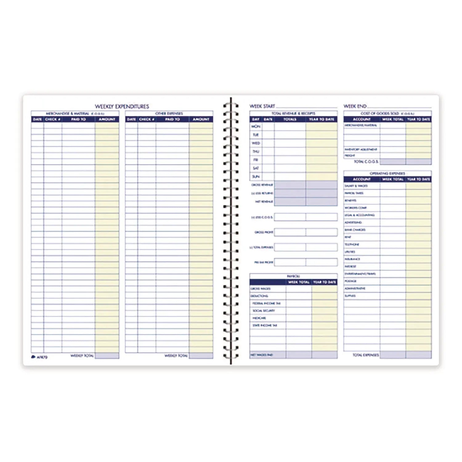 Adams® Weekly Bookkeeping Ledger - 56 Sheets, 11 x 8.5 Inches, Royal Blue Cover with Varied Column Sections - Perfect for Small Business Accounting, Office Finance Tracking & Personal Budget Organization