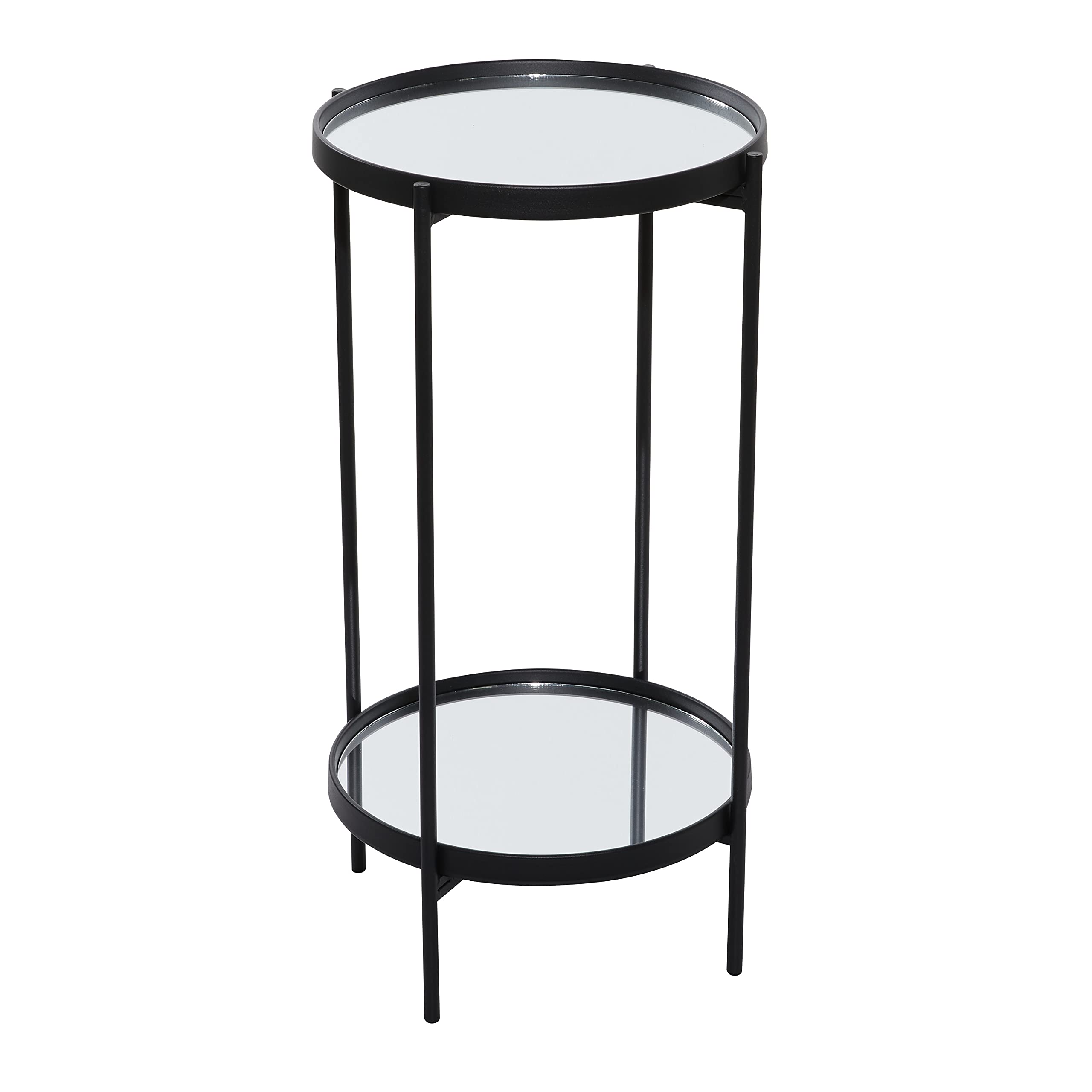 Deco 79 Modern Black Metal 2-Tier End Table with Mirrored Glass Top - 15