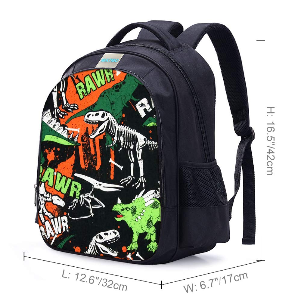 MATMO Dinosaur Backpack for Boys - Kids School Bookbag with Adjustable Straps & Multiple Pockets | Perfect for School, Travel & Outdoor Adventures (Dinosaur Backpack 30)