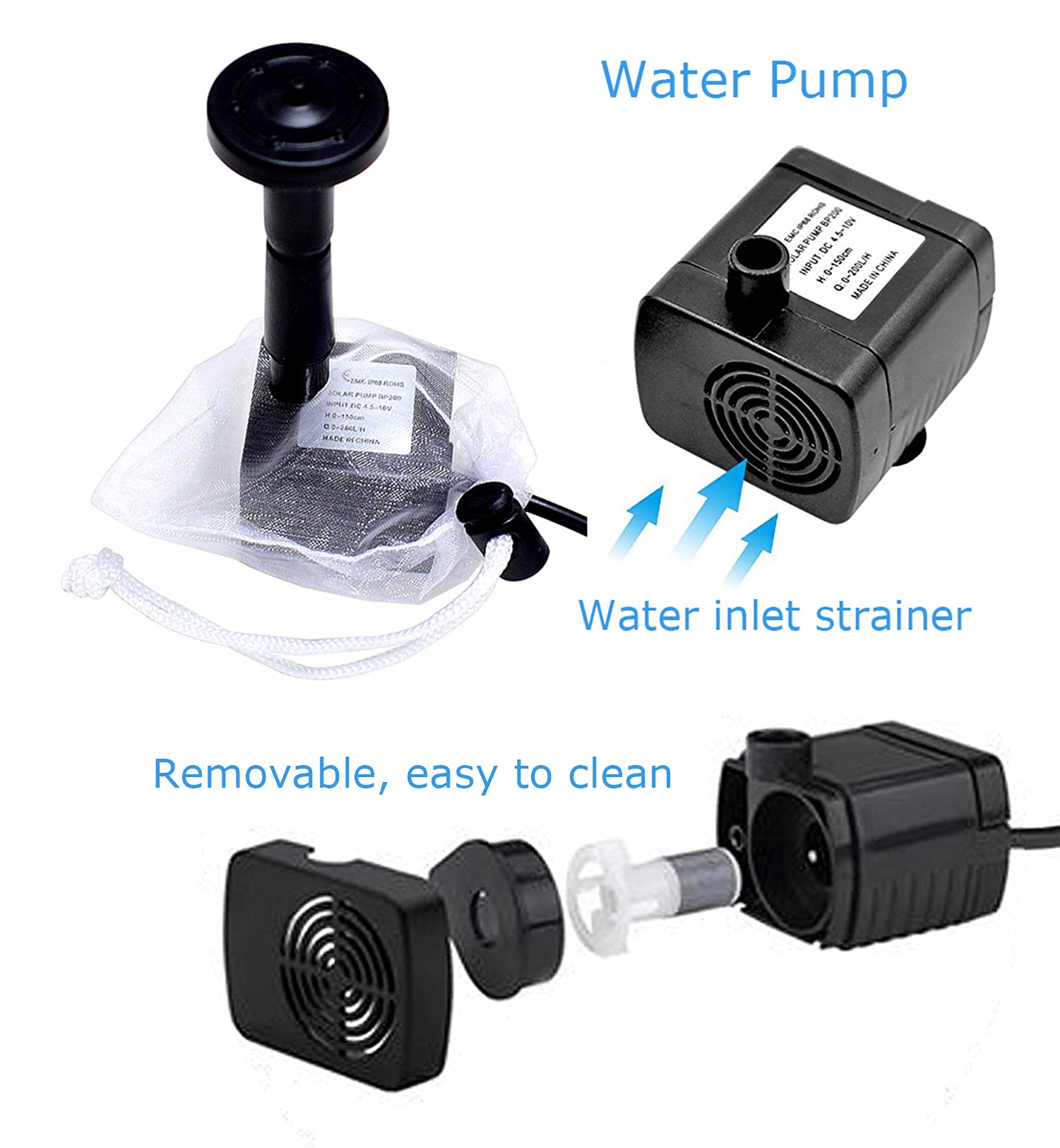 5W Solar Fountain Pump with Battery Backup - Submersible Solar Water Pump for Koi Pond, Bird Bath, Garden, Patio Pool - Outdoor Decoration & Water Feature for Backyard, Lawn, Yard